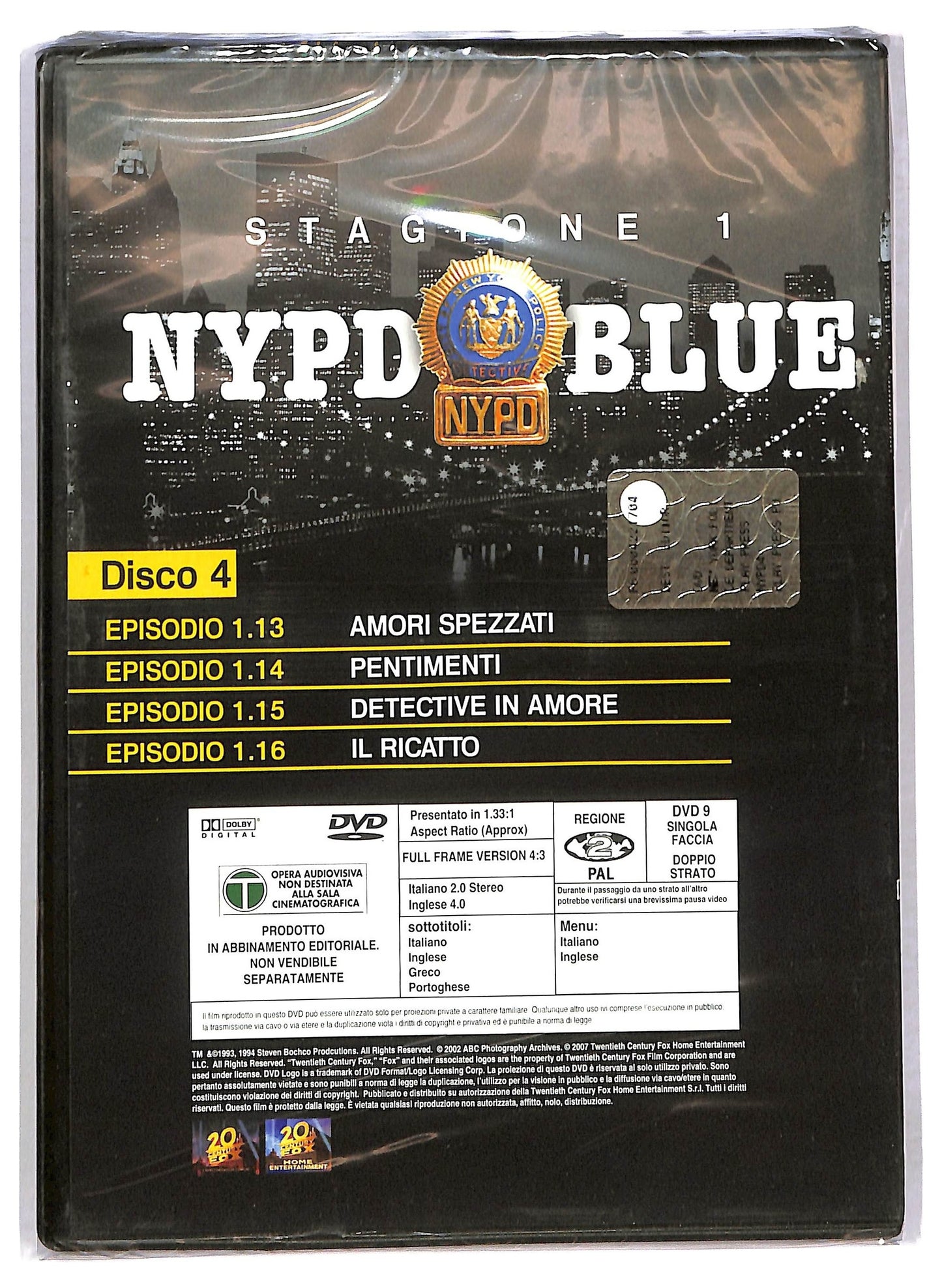 EBOND Nypd blue stagione 1 disco 4 EDITORIALE DVD D789105