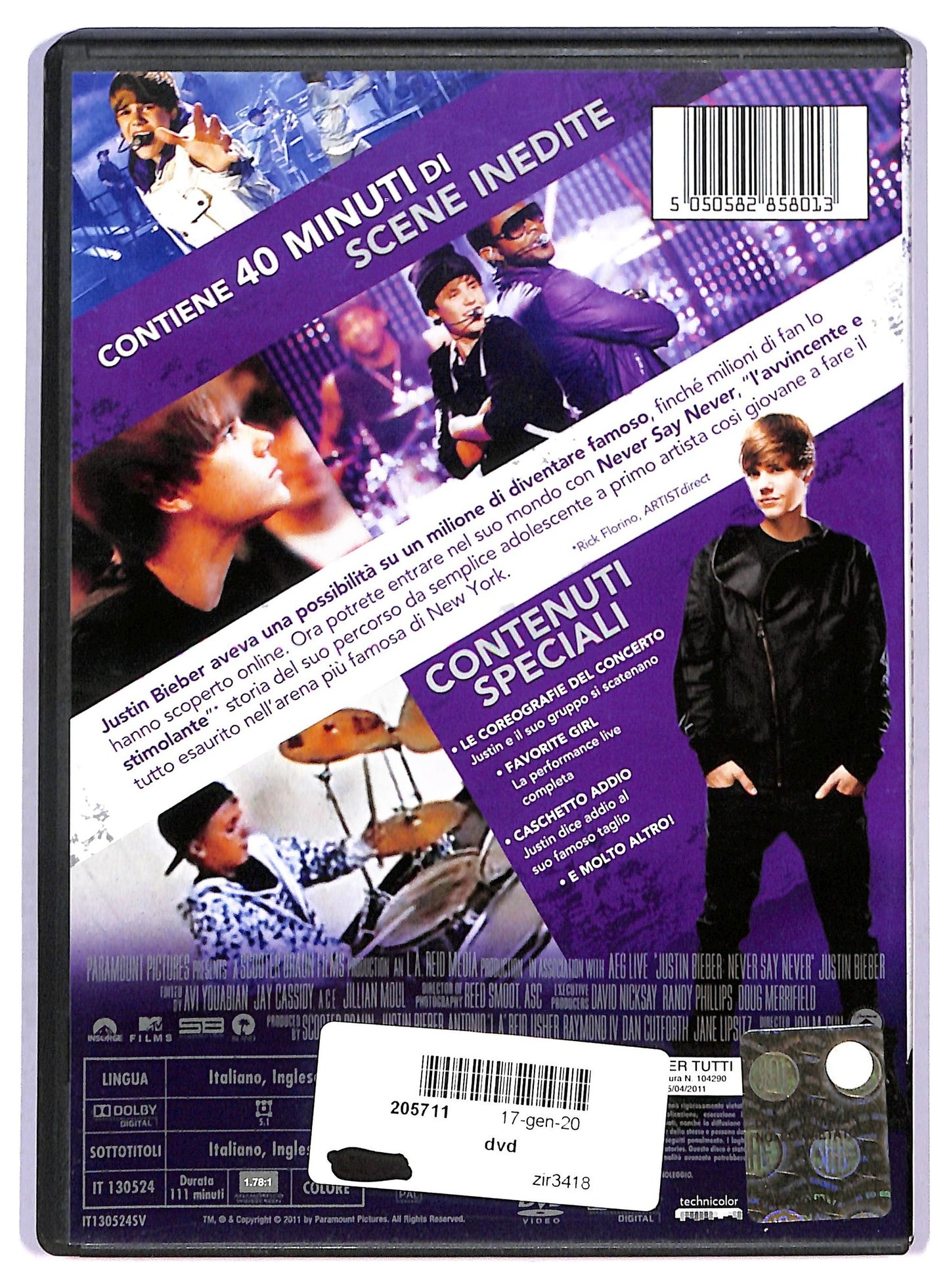 EBOND Justin Bieber Never Say Never Director's fan Cut DVD D790511