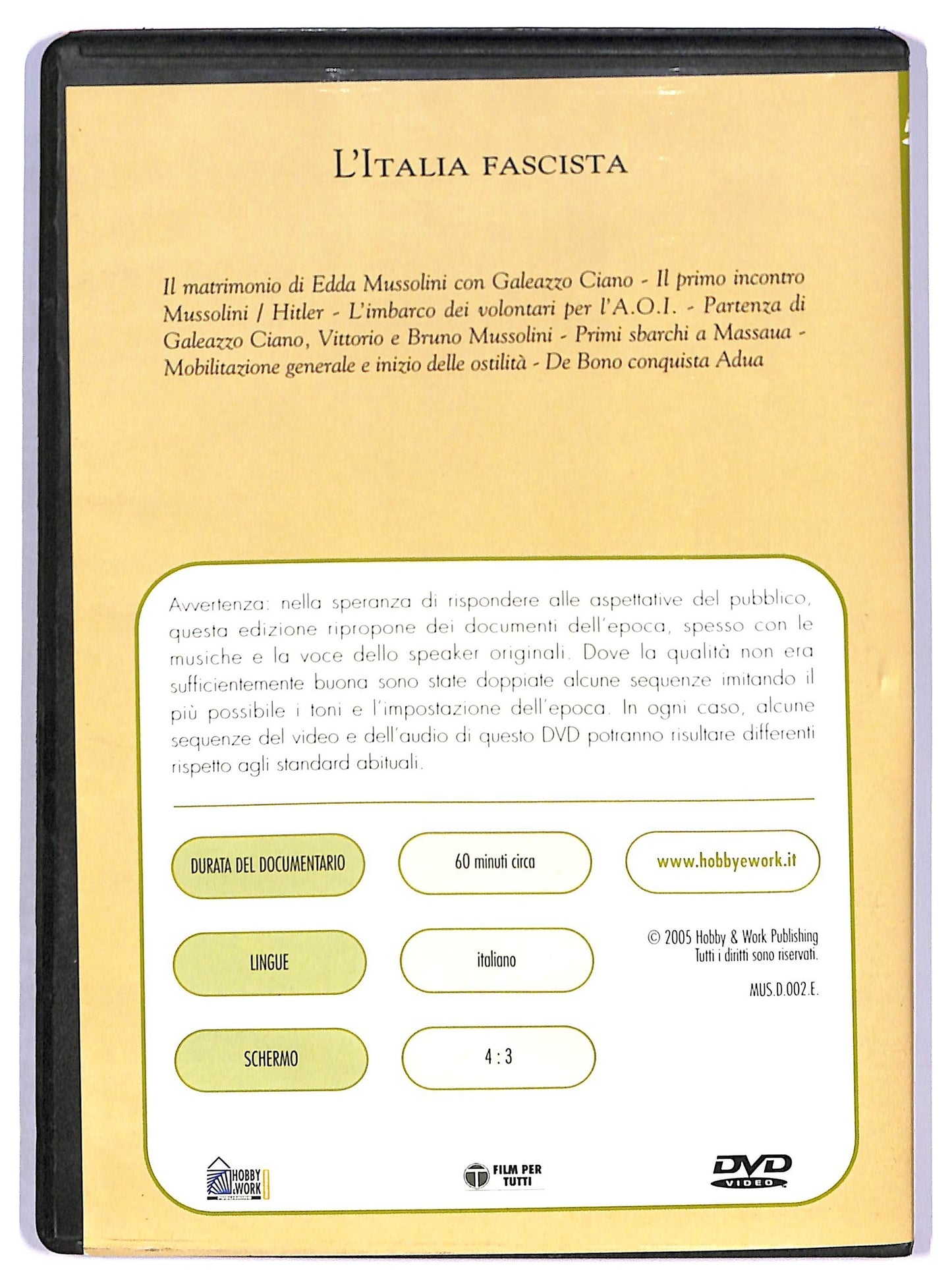 EBOND l'italia fascista EDITORIALE DVD D790938