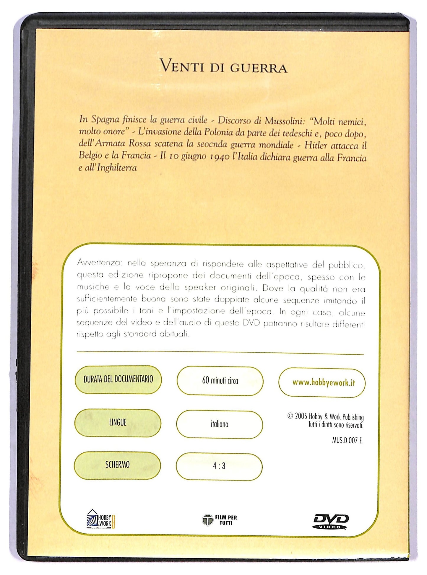 EBOND venti di guerra EDITORIALE DVD D790960
