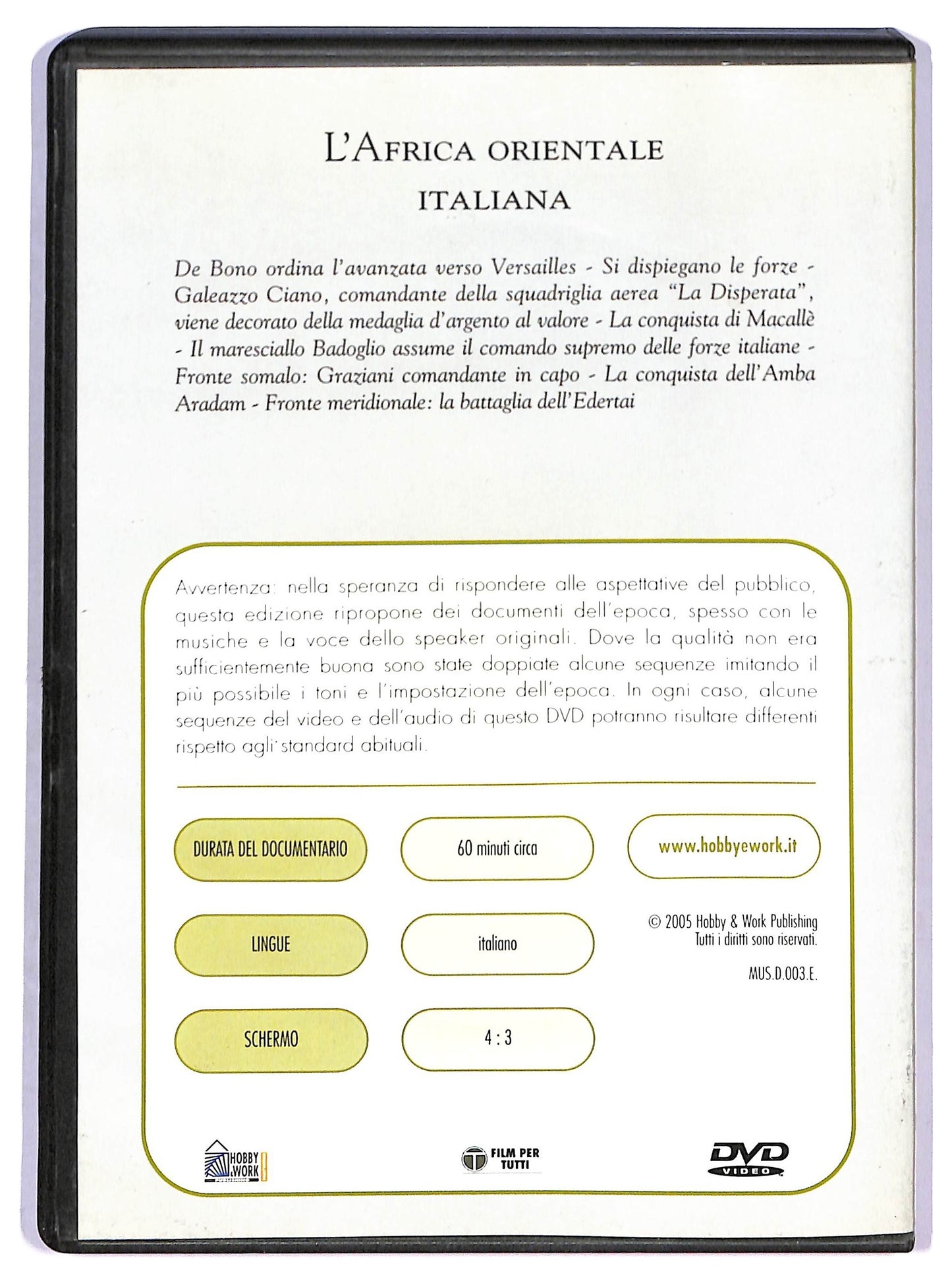EBOND Mussolini e il fascismo-L'Africa Orientale Italiana EDITORIALE DVD D790961