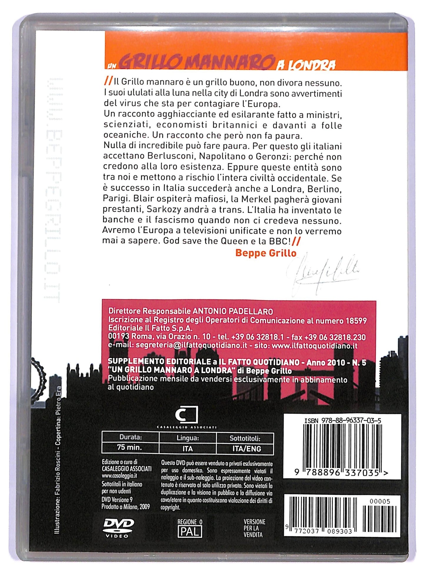 EBOND Un Grillo mannaro a Londra EDITORIALE DVD D791055