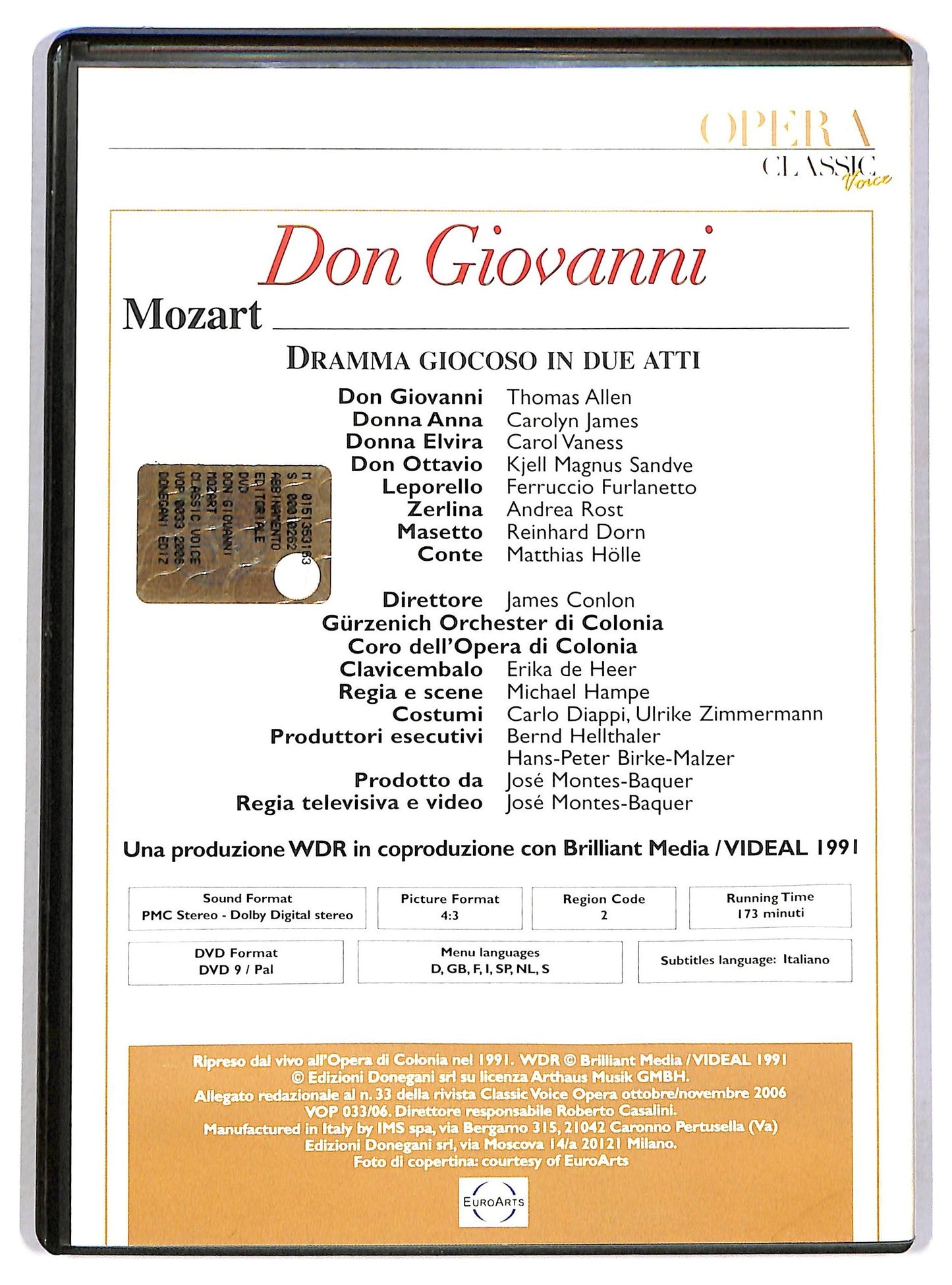 EBOND Don Giovanni Mozart - opera classic EDITORIALE DVD D791255