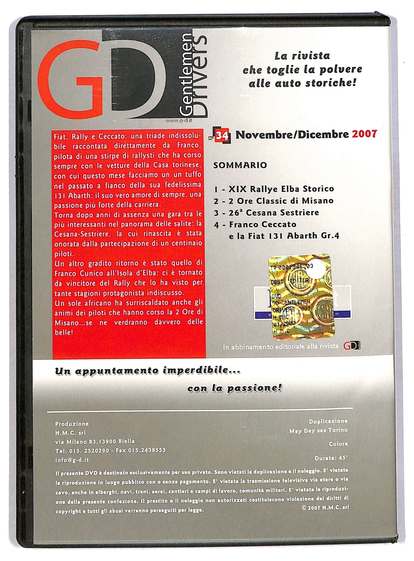 EBOND Gentlemen drivers - franco ceccato e la fiat 131 abarth gr 4 EDITORIALE DVD D791849