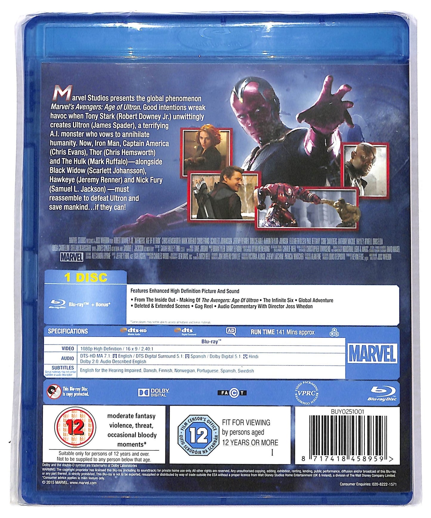 EBOND Avengers - Age Of Ultron edizione UK BLURAY BLURAY BLURAY D791961