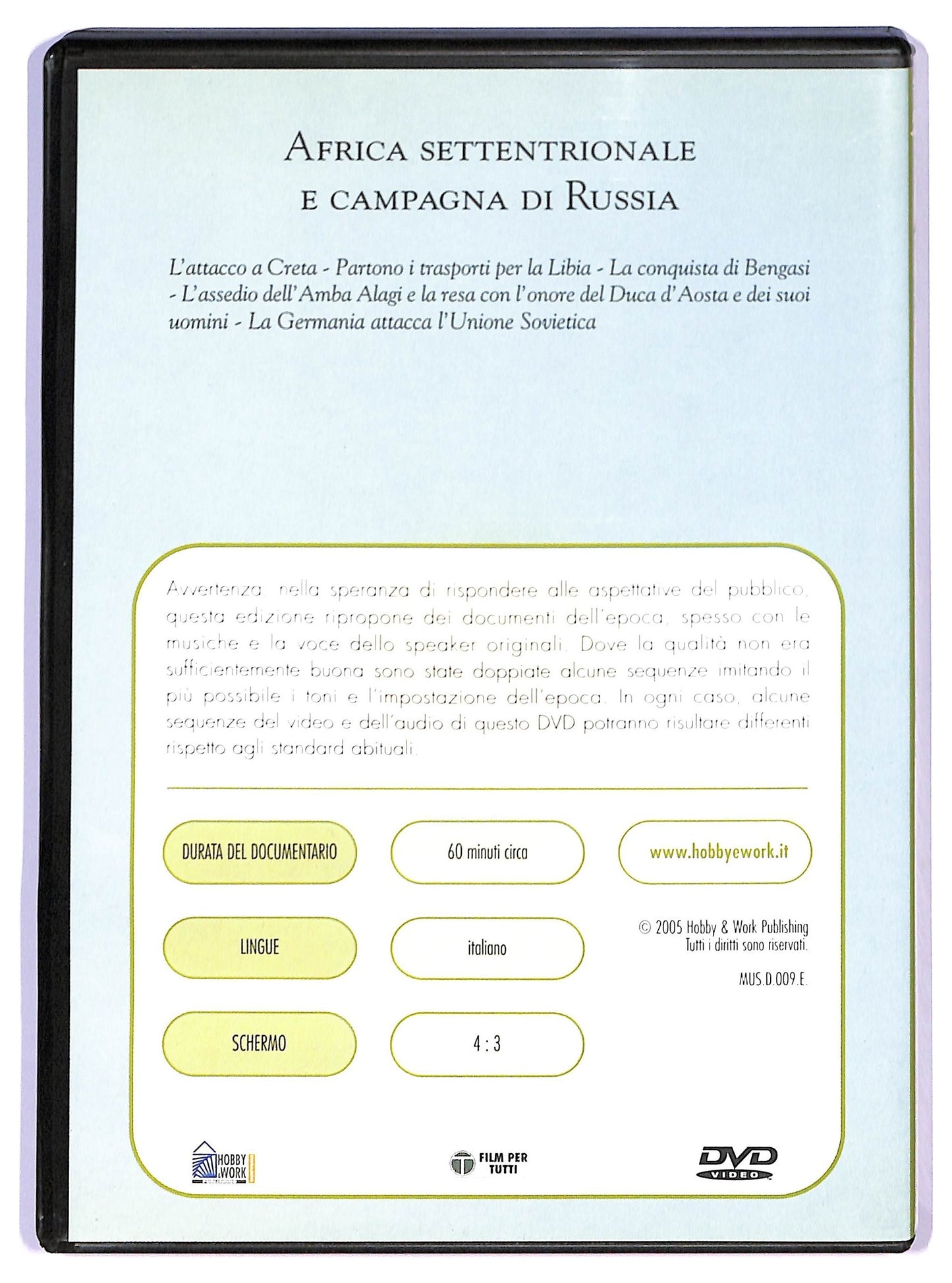 EBOND Africa settentrionale e campagna di Russia EDITORIALE DVD D792020