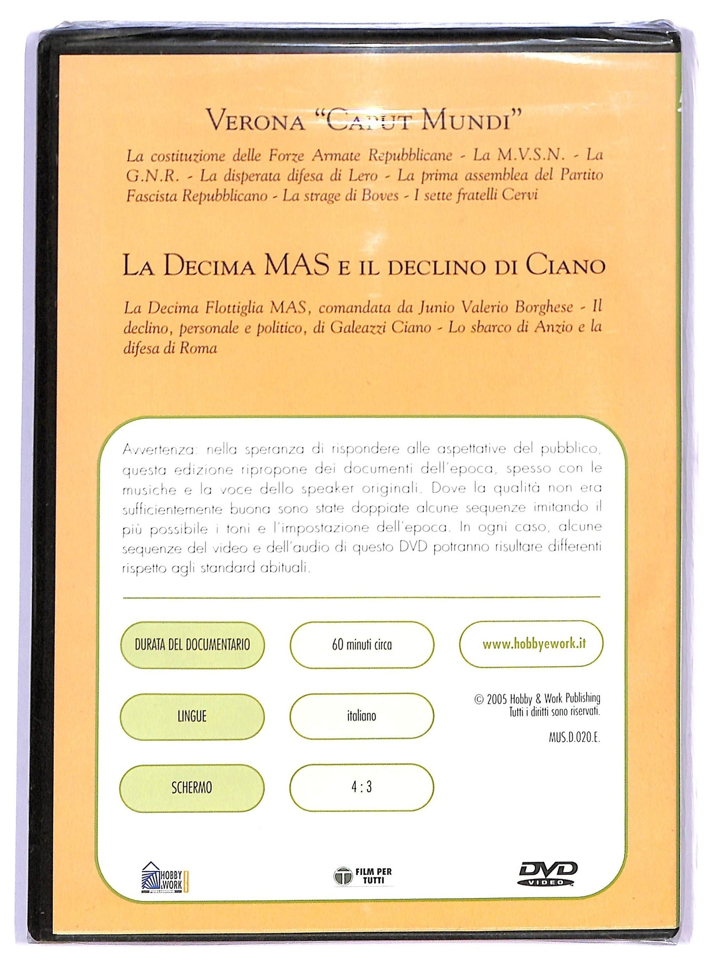 EBOND La decima MAS e il declino di Ciano EDITORIALE DVD D792025