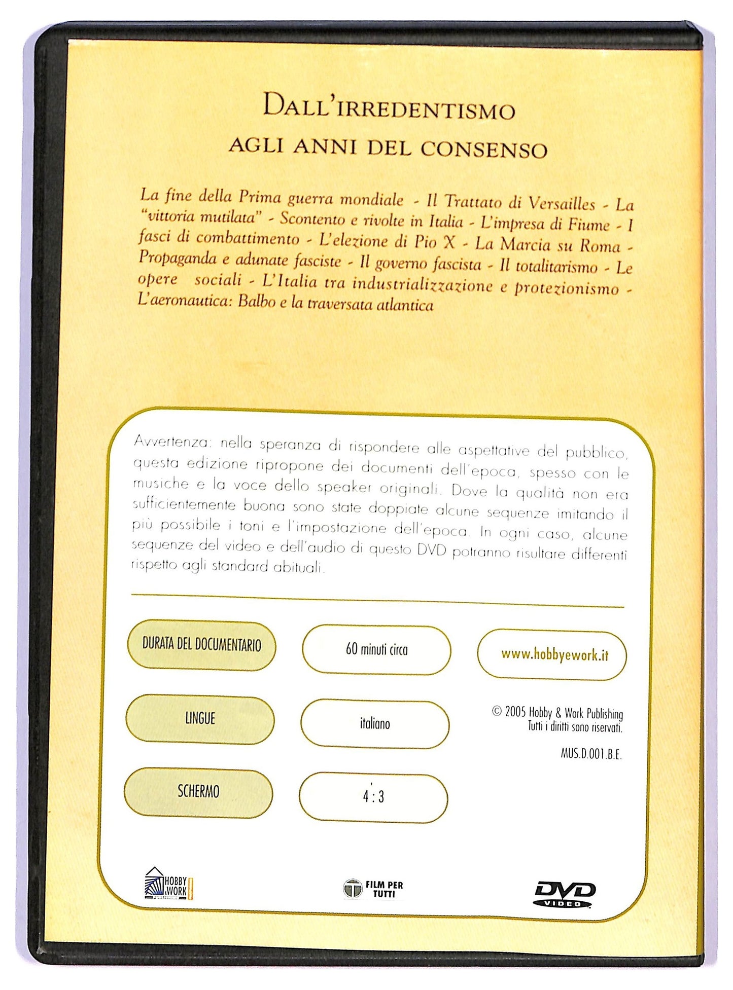 EBOND Mussolini - Dall'irredentismo agli anni del consenso DVD D792028