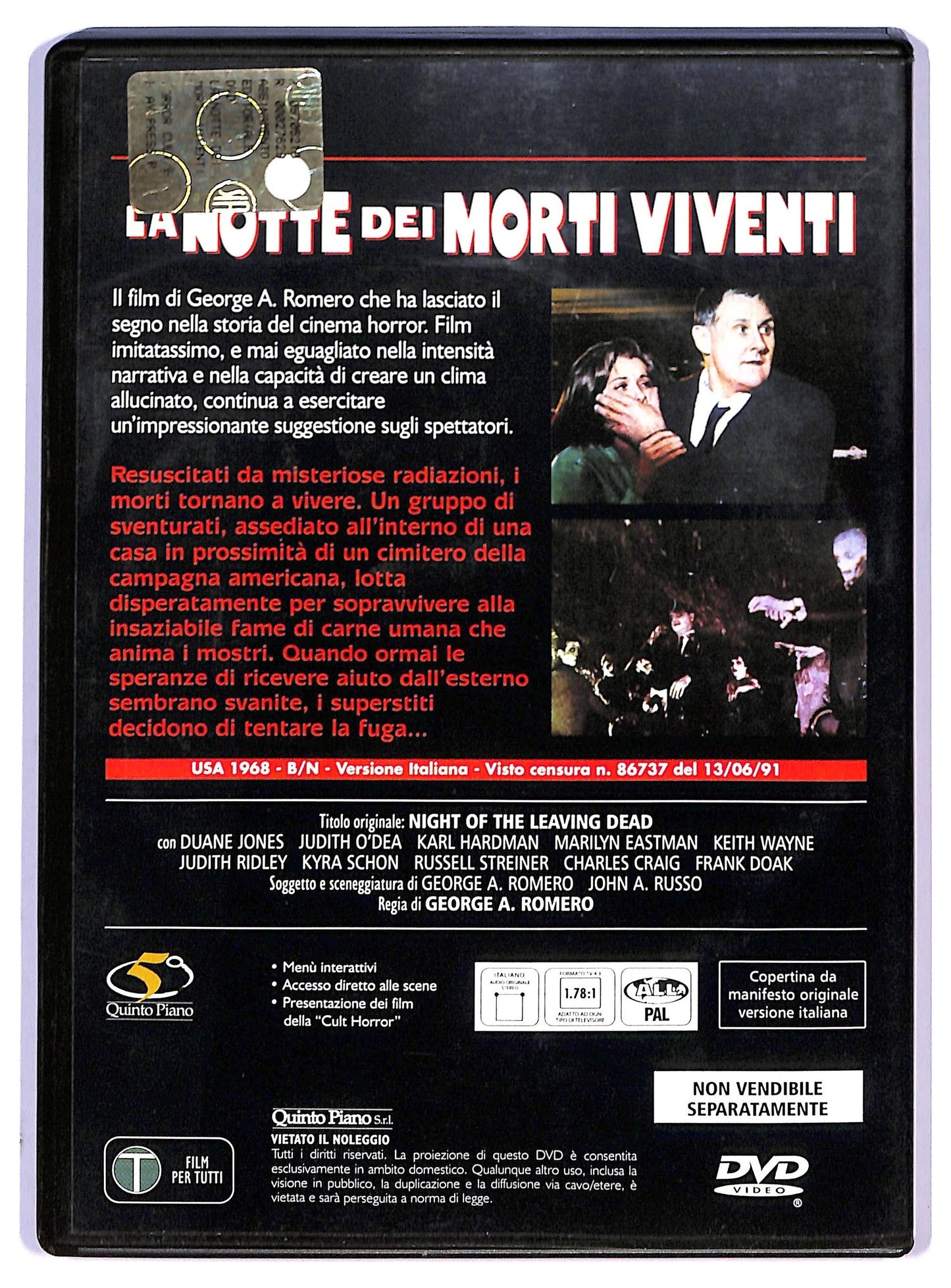 EBOND La Notte Dei Morti Viventi Di George A. Romero DVD Editoriale D792138