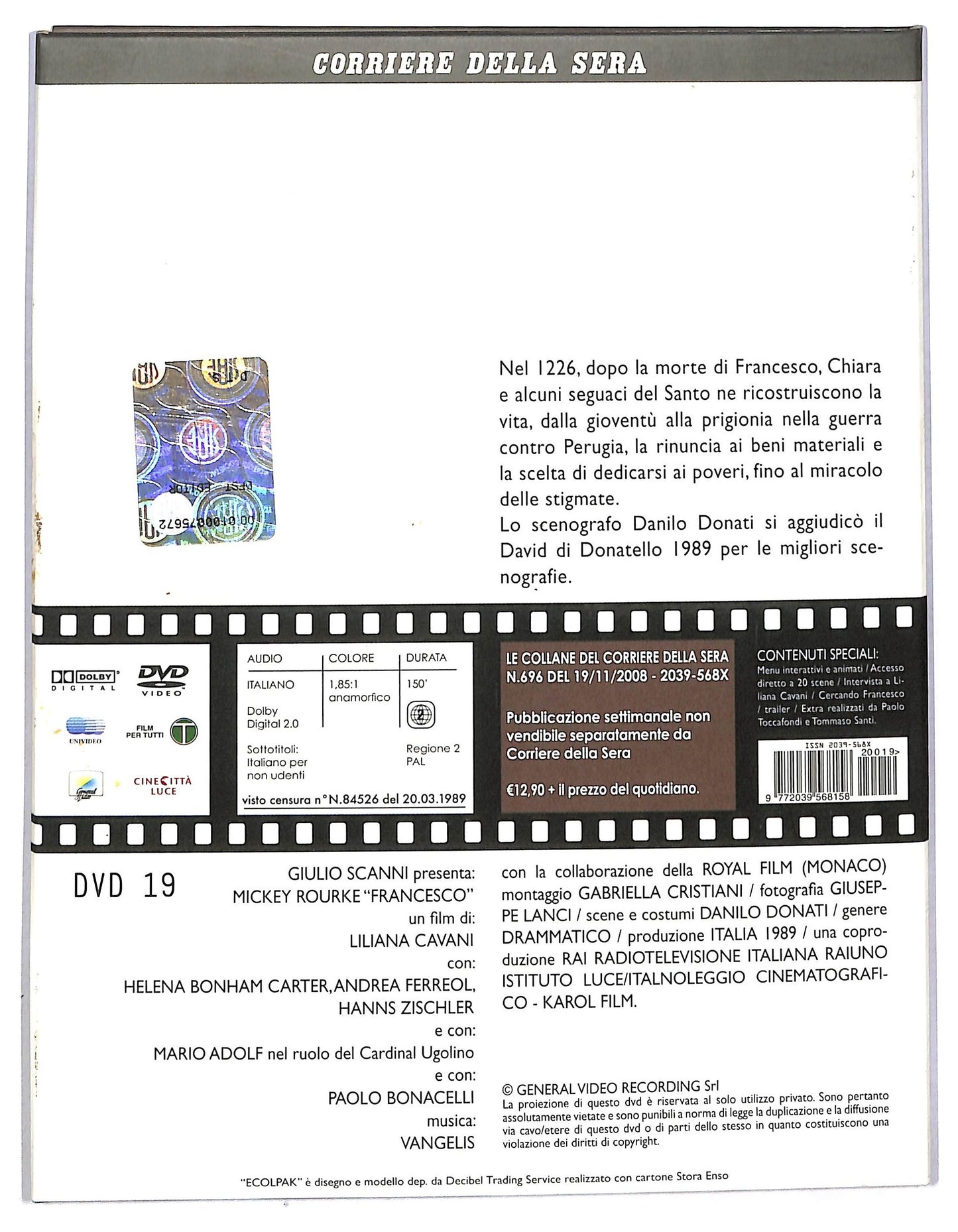 EBOND Francesco di Liliana Cavani EDITORIALE DIGIPACK DVD D794168