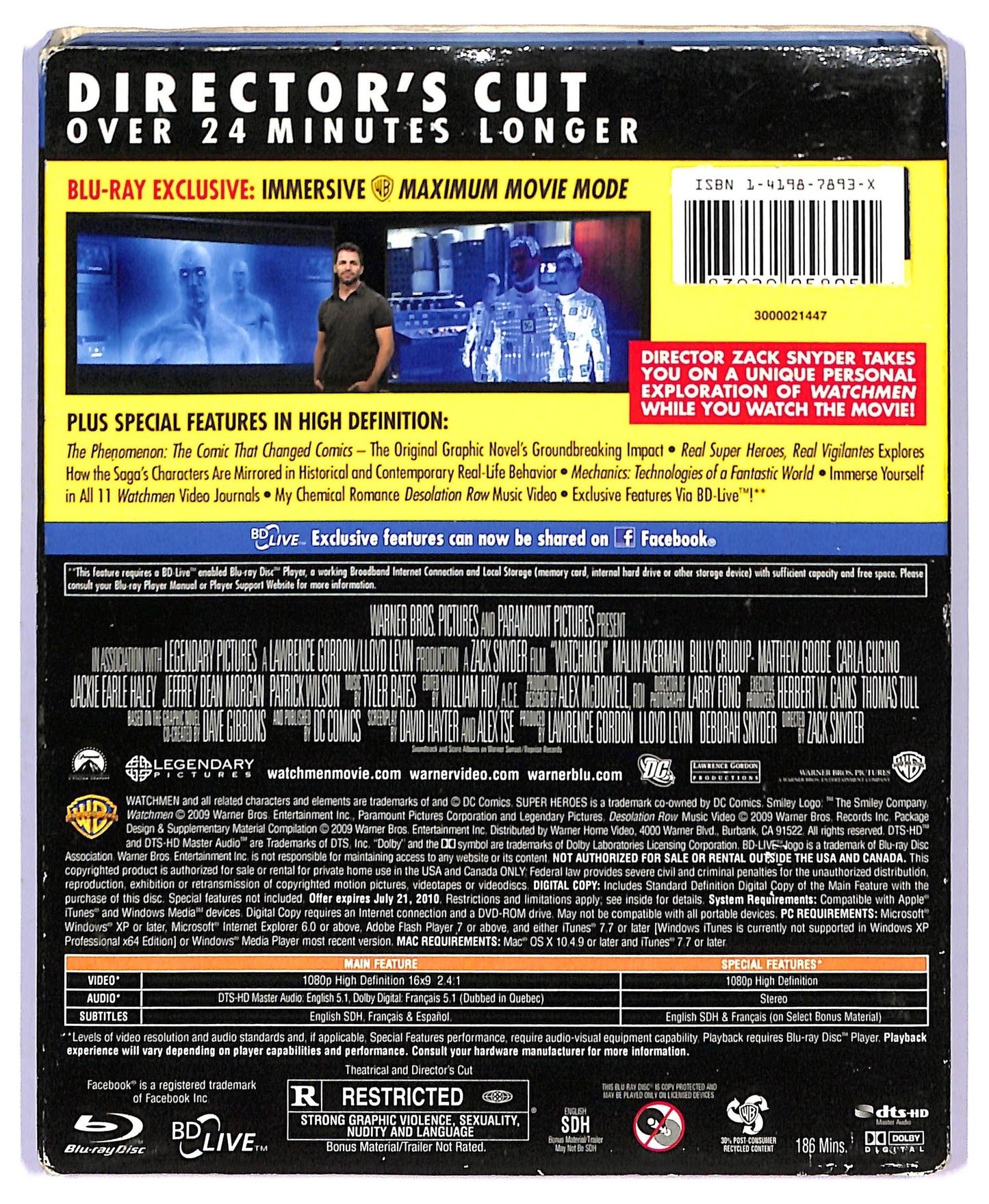 EBOND Watchmen Director Cut Slipcase BLURAY BLURAY D795012