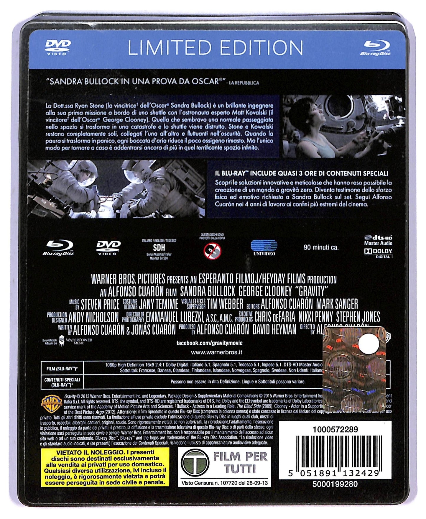 EBOND Gravity EDIZIONE SPECIALE STEELBOOK DVD + BLURAY D795025