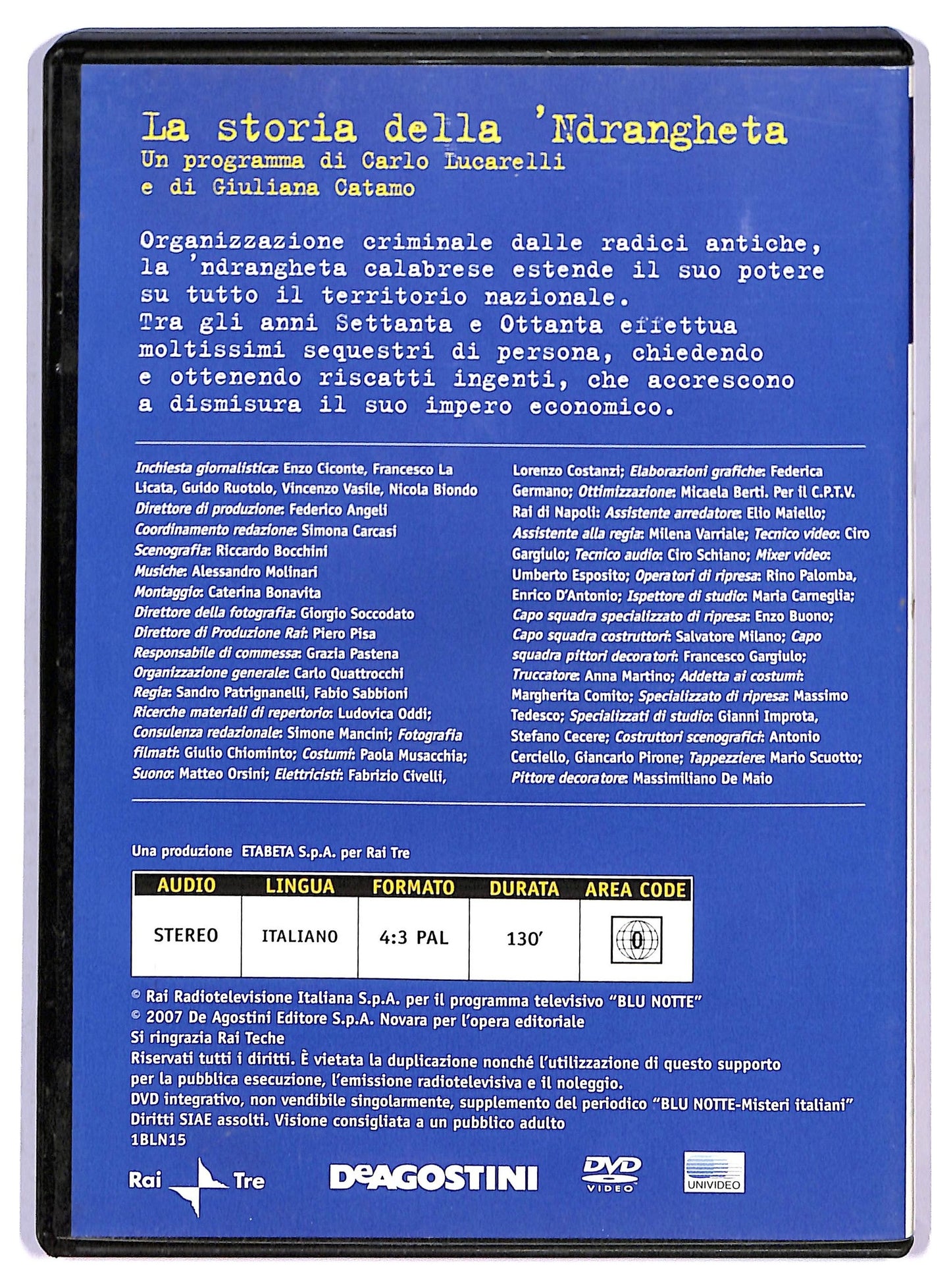 EBOND Blu Notte vol.15 - La storia della 'Ndrangheta EDITORIALE DVD D795451