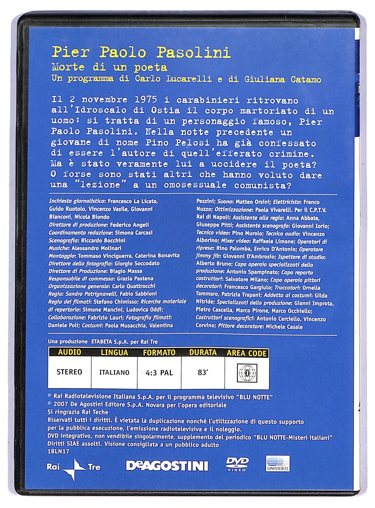 EBOND Pier Paolo Pasolini Morte di un poeta vol.17 EDITORIALE DVD D795508
