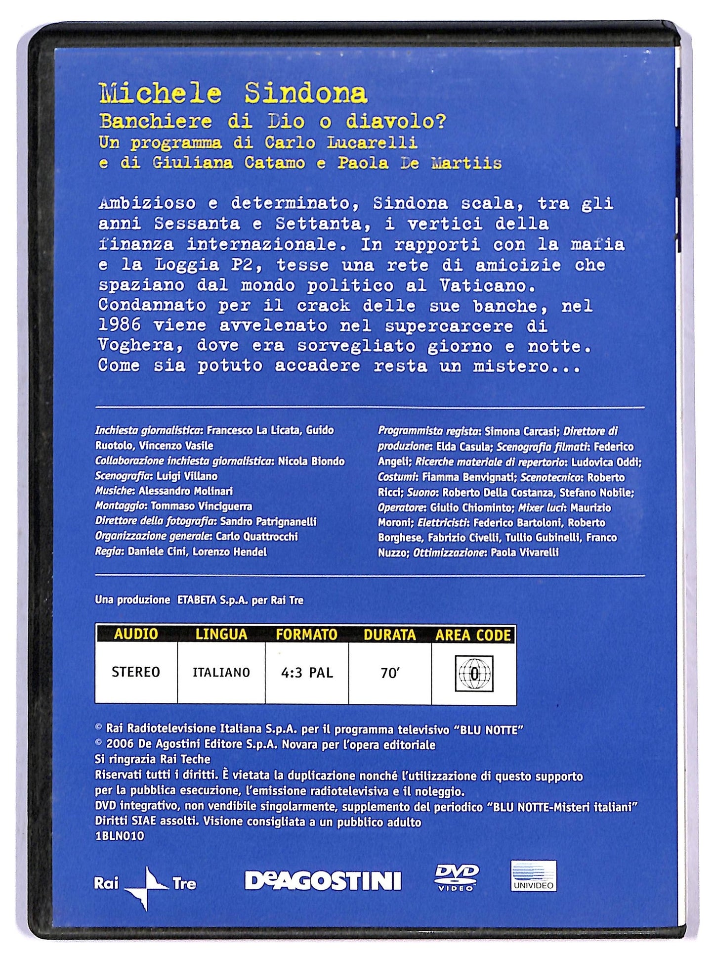 EBOND Blu Notte Vol.10 - Michele Sindona EDITORIALE DVD D795533