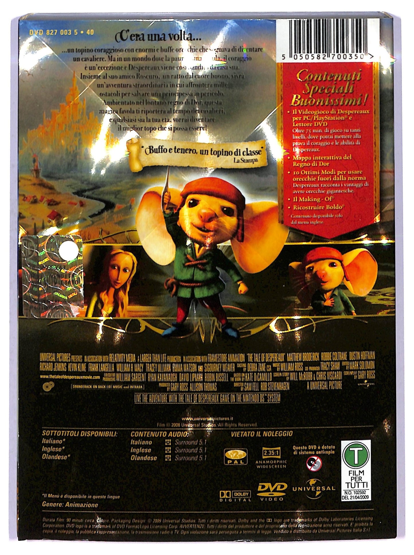 EBOND Le avventure del topino Despereaux SLIPCASE EDIZIONE SPECIALE DVD SLIM D798119