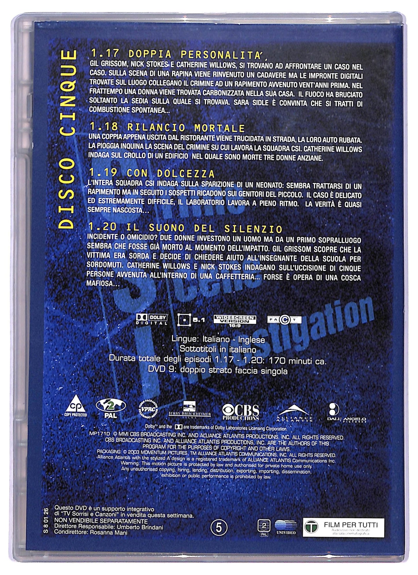 EBOND CSI Prima Stagione Episodi 17 - 20 EDITORIALE DVD D799149