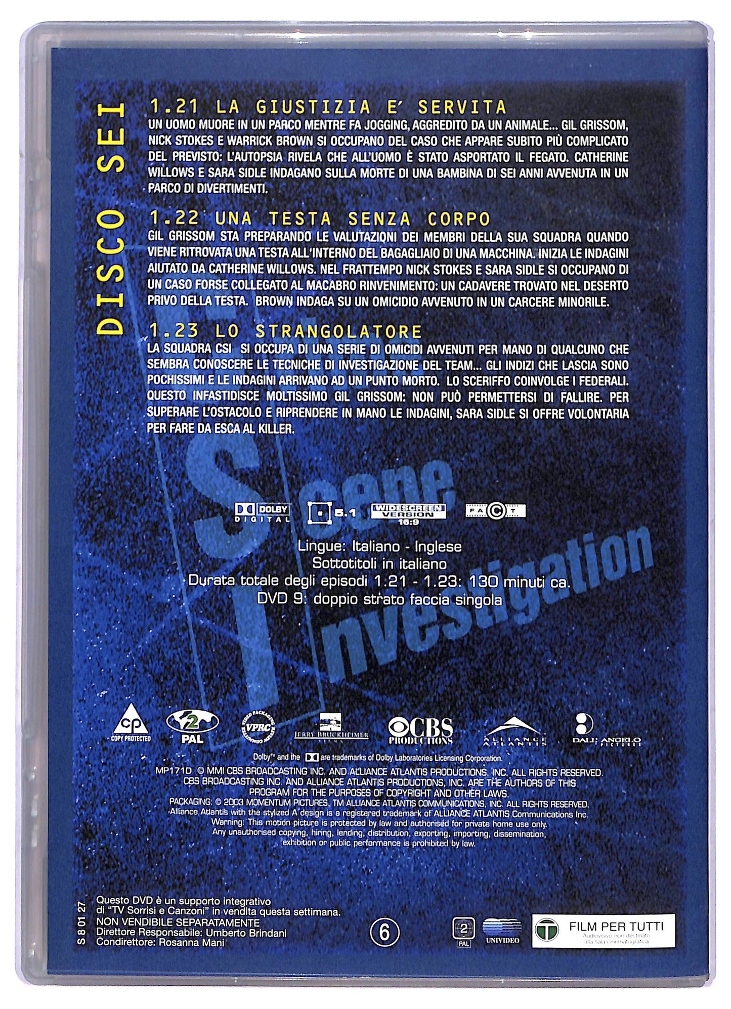 EBOND CSI Prima Stagione Episodi 21 - 23 EDITORIALE DVD D799227