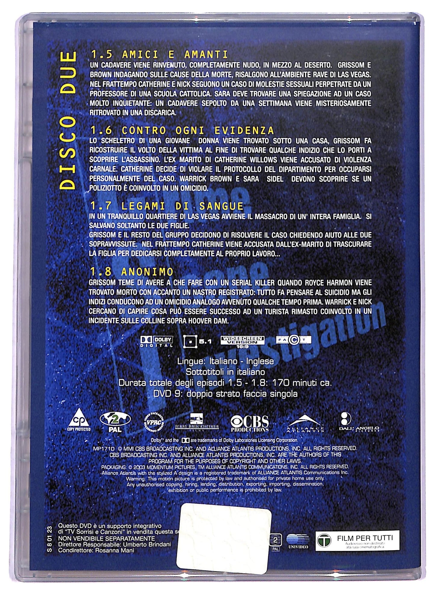 EBOND CSI Prima Stagione Epsiodi 5 - 8 EDITORIALE DVD D799361