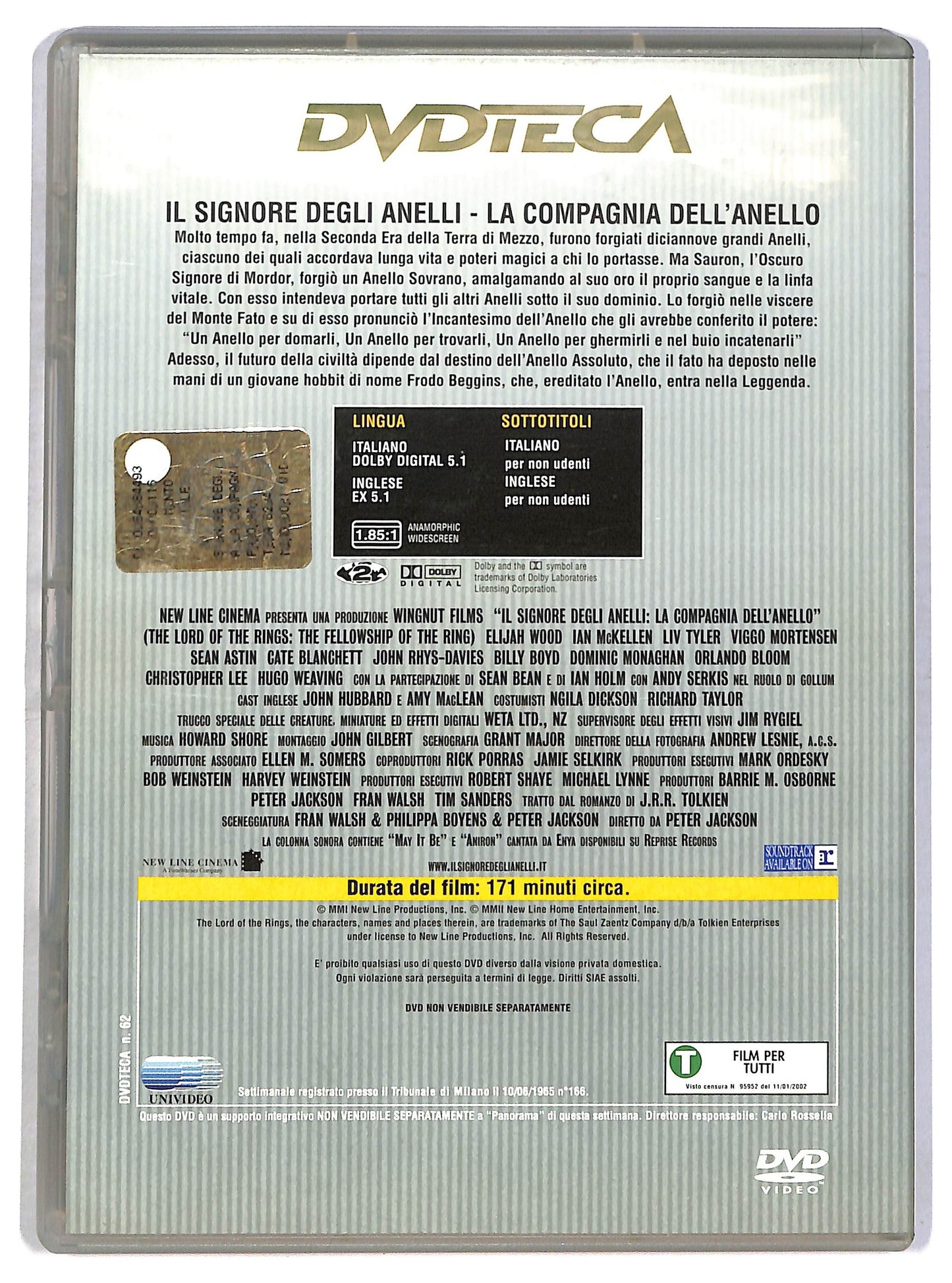 EBOND Il Signore degli Anelli - La Compagnia dell'Anello EDITORIALE DVD D801909