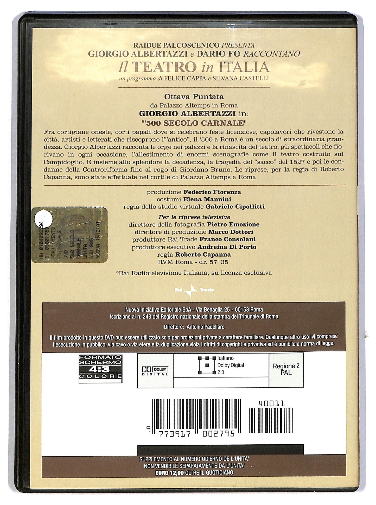 EBOND Il teatro in italia 8 - 500 secolo carnale EDITORIALE DVD D802142