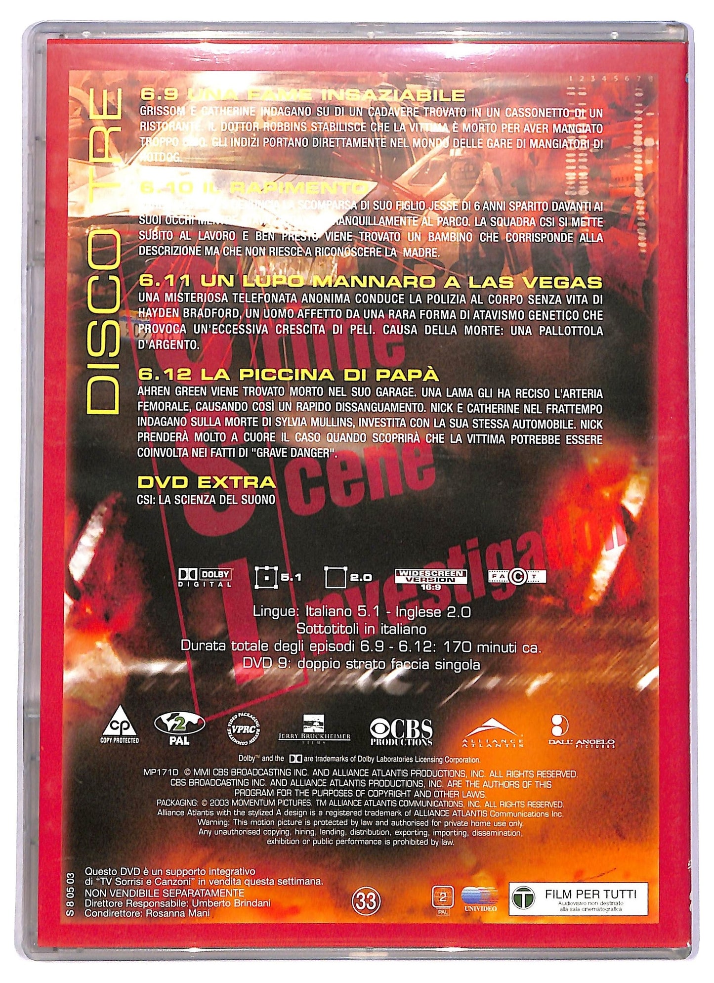 EBOND CSI - Scena del crimine - sesta stagione episodi 9 - 12 EDITORIALE DVD D802203