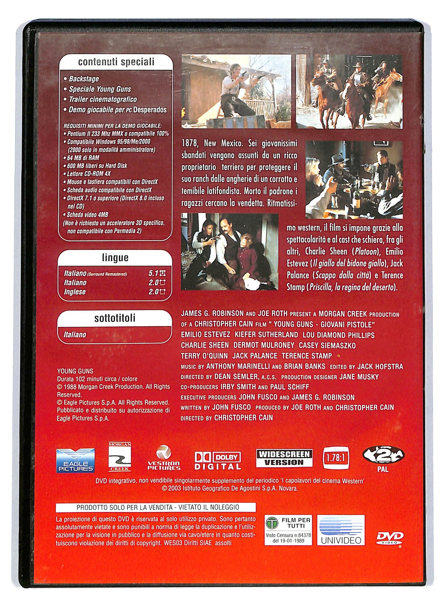 EBOND Young Guns - Giovani pistole - NO BOOKLET EDITORIALE  DVD D803925