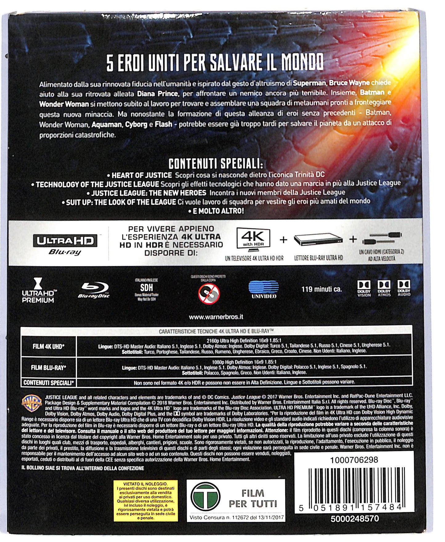 EBOND Justice League 4K ULTRA HD + BLURAY D804345