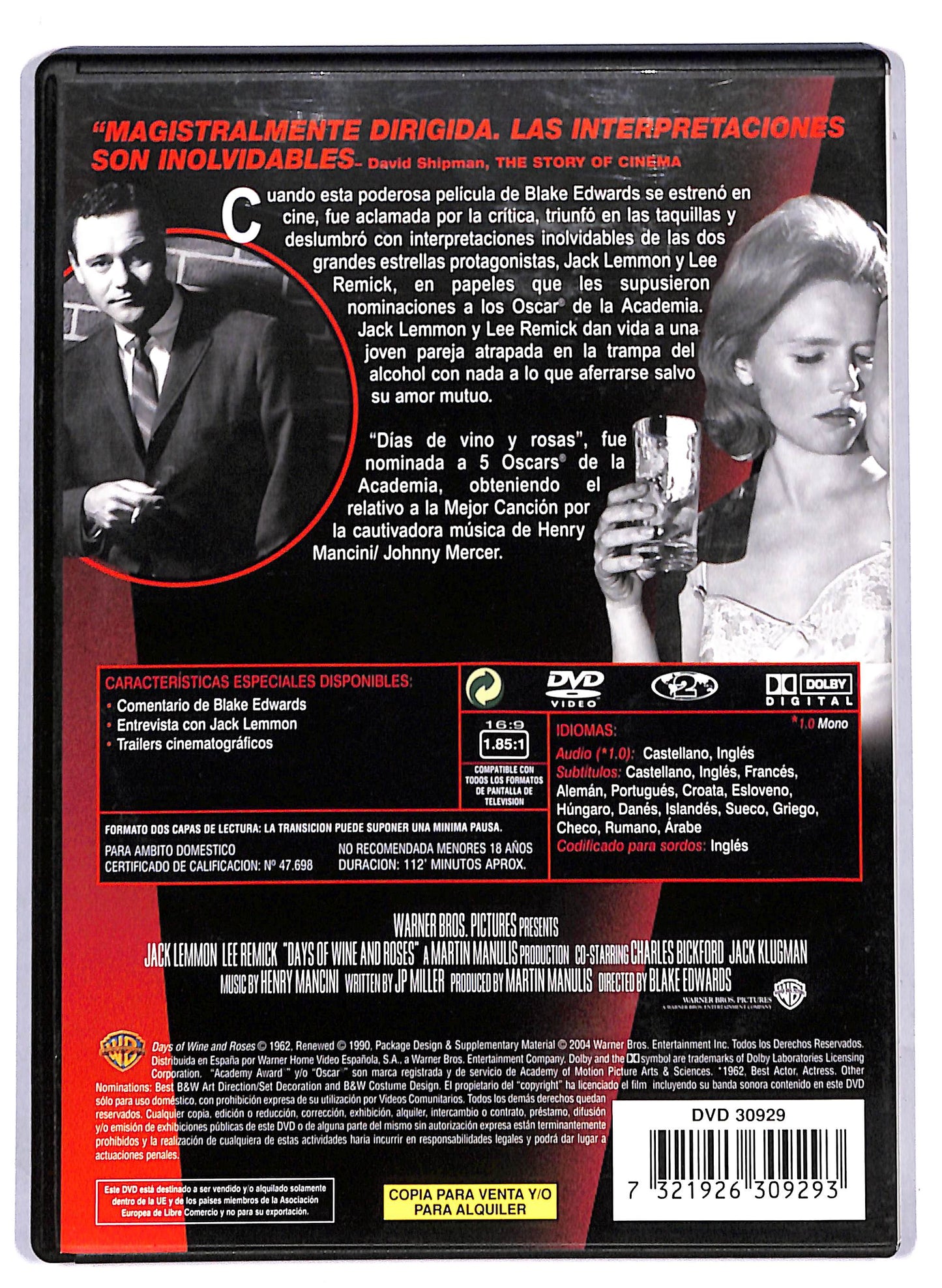 EBOND Dias de vino y rosas (no ita) DVD D806207