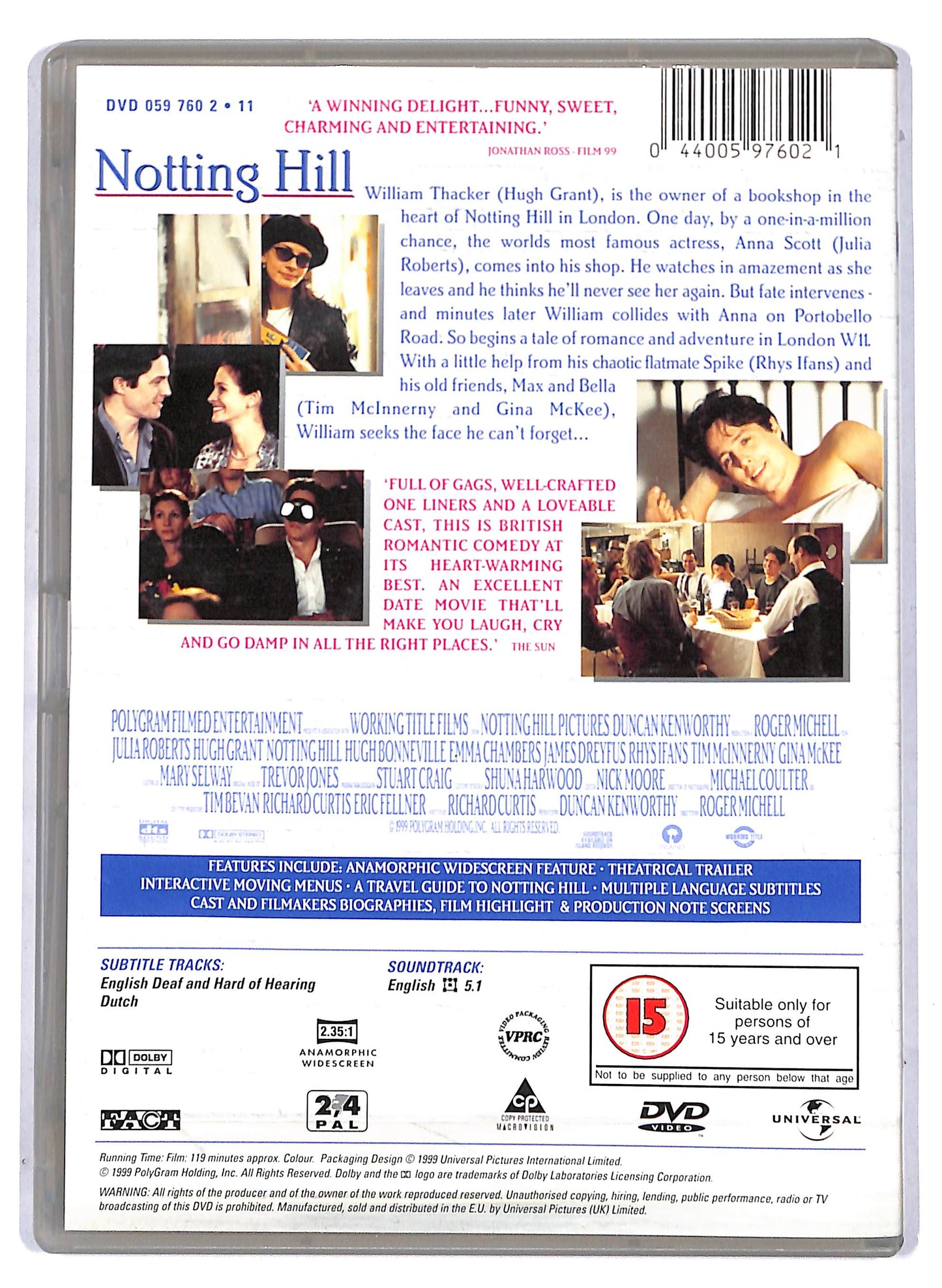 EBOND Notting Hill (NO ITA) UK Edition DVD D806611