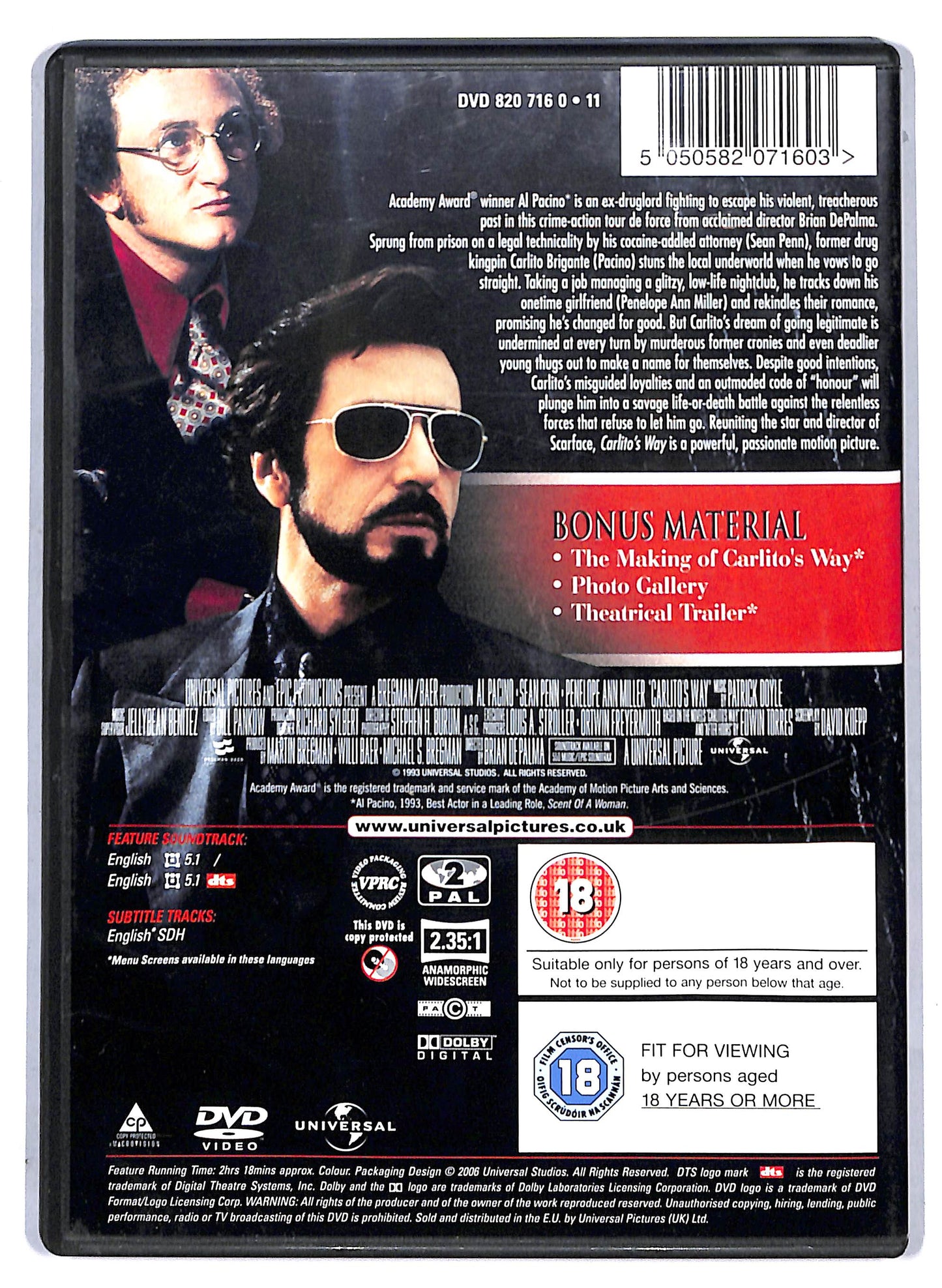 EBOND Carlito's Way (NO ITA) UK EDITION DVD D806622
