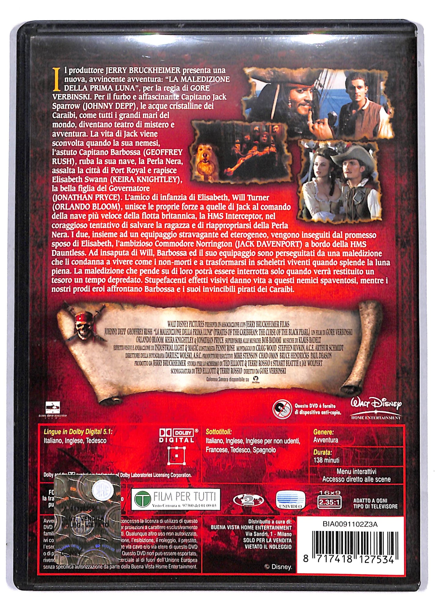 EBOND Pirati Dei Caraibi La Maledizione Della Prima Luna DVD D806838