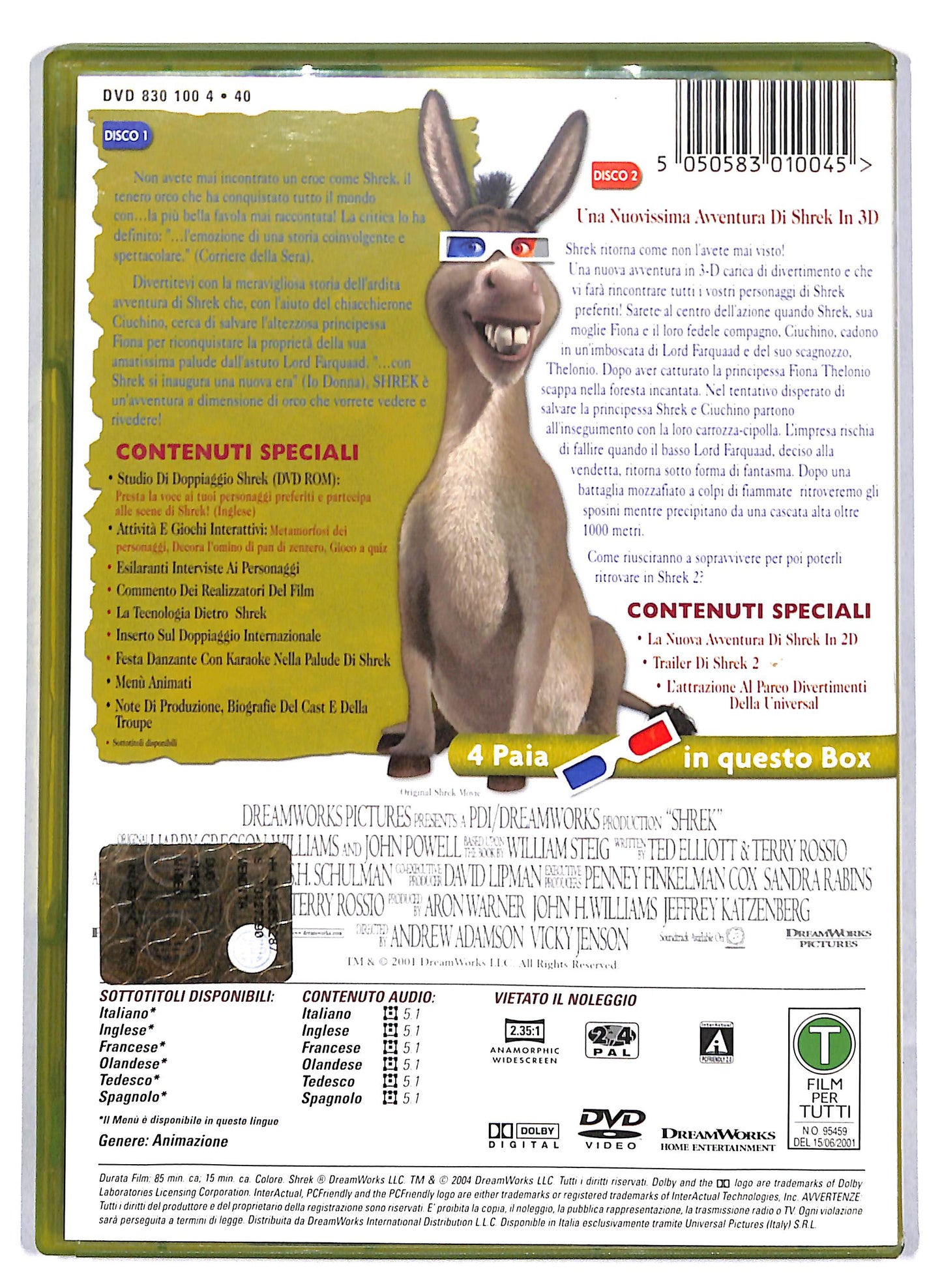 EBOND Shrek + 3D (2 dischi) EDIZIONE SPECIALE DVD D810205