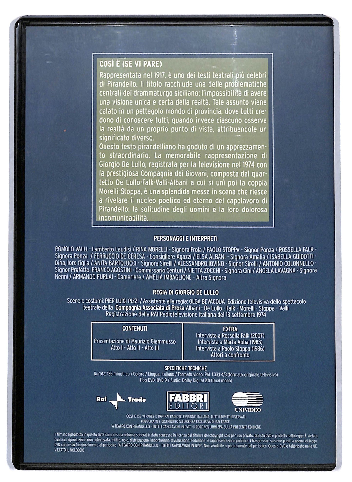 EBOND A teatro con Pirandello - Cosi e (Se vi pare) EDITORIALE DVD D810229