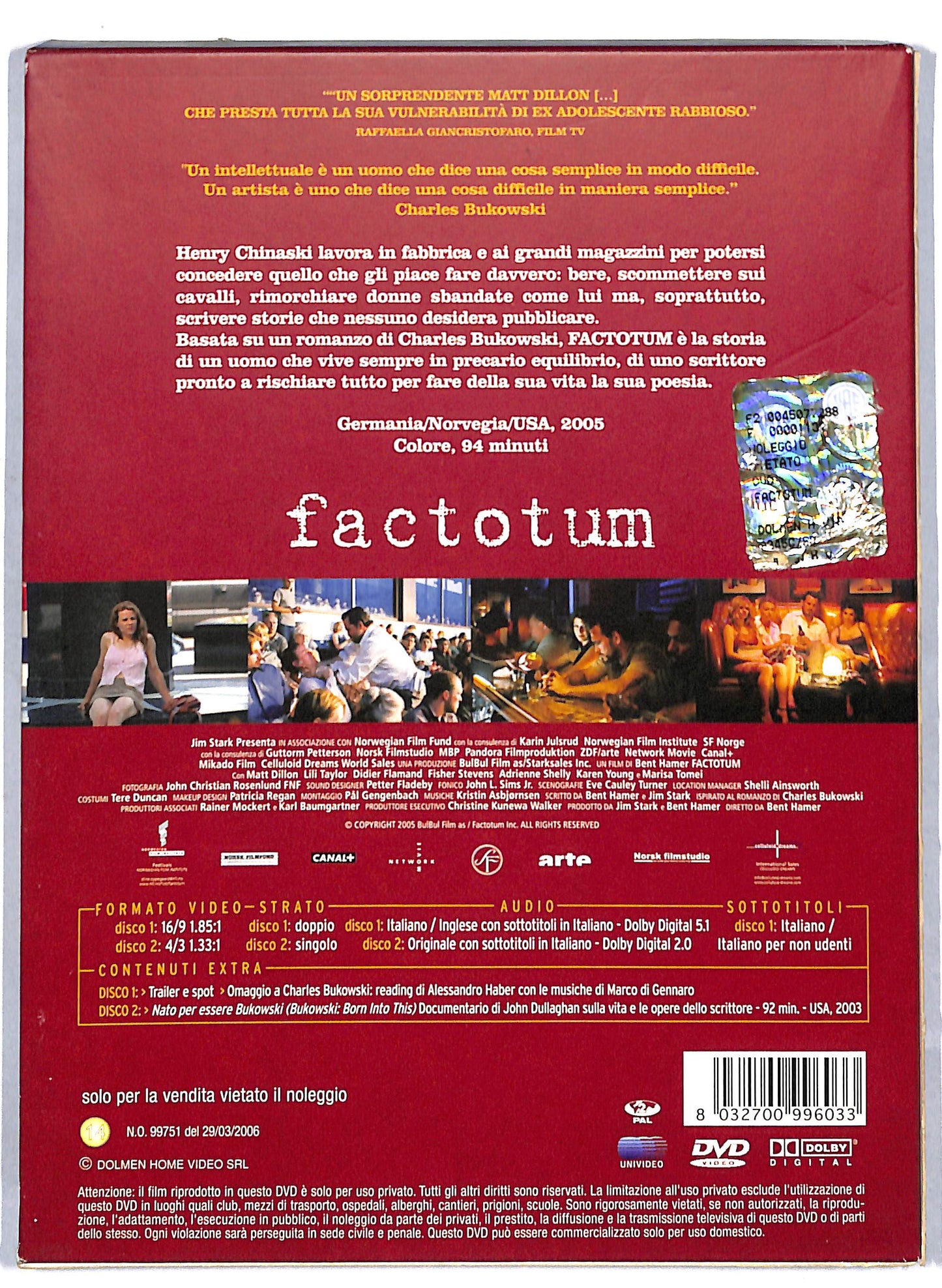 EBOND Factotum (collector's Edition) DIGIPACK DVD D811222