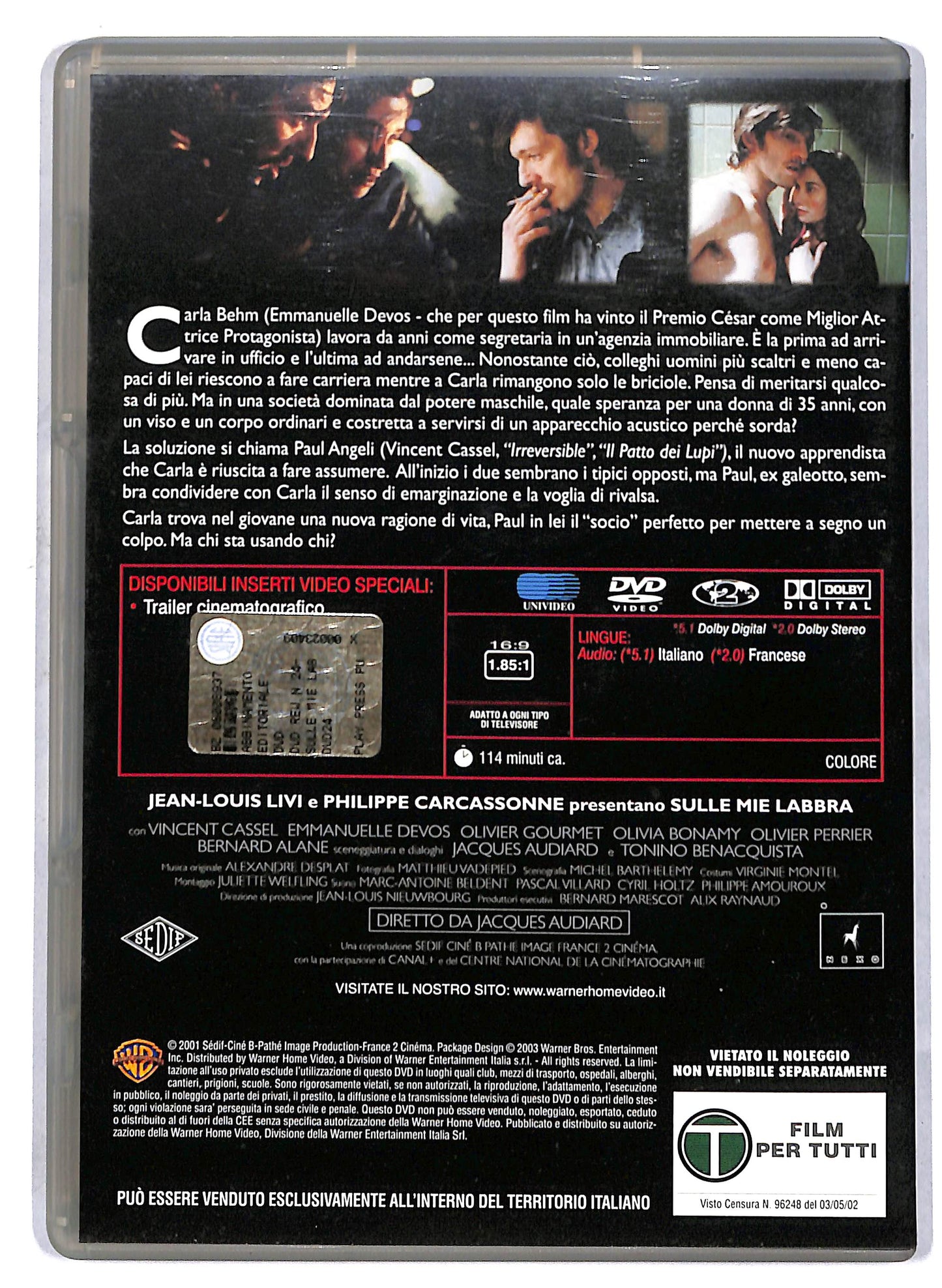 EBOND Sulle mie labbra EDITORIALE DVD D811311