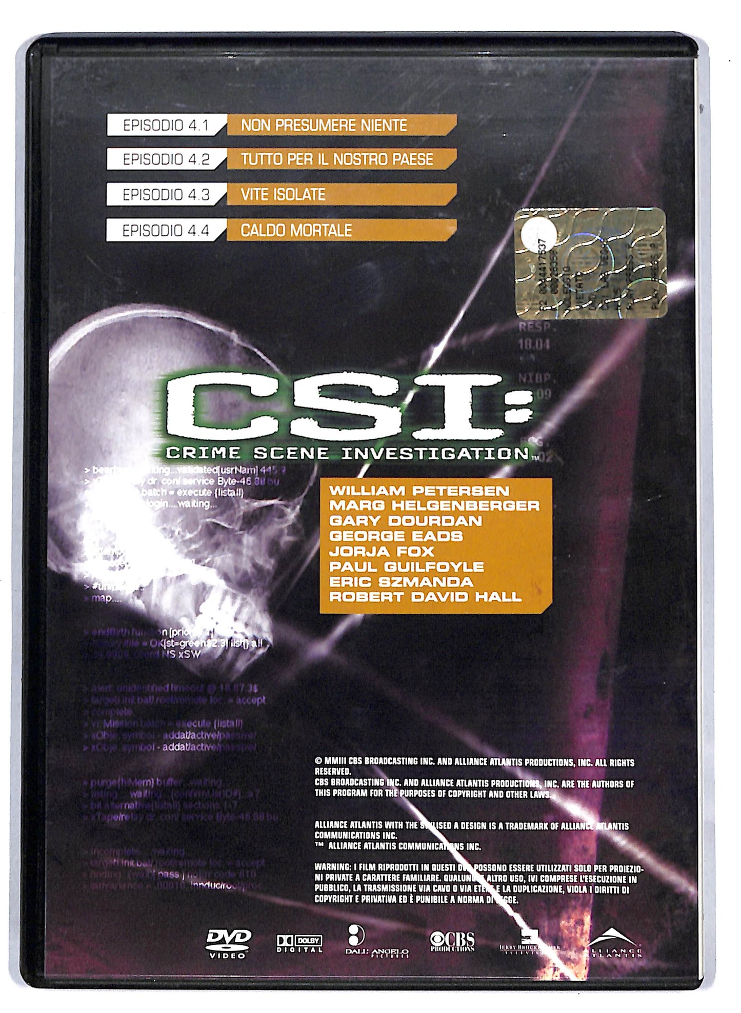 EBOND CSI crime scene investigation quarta stag disco 1 EDITORIALE DVD D813557