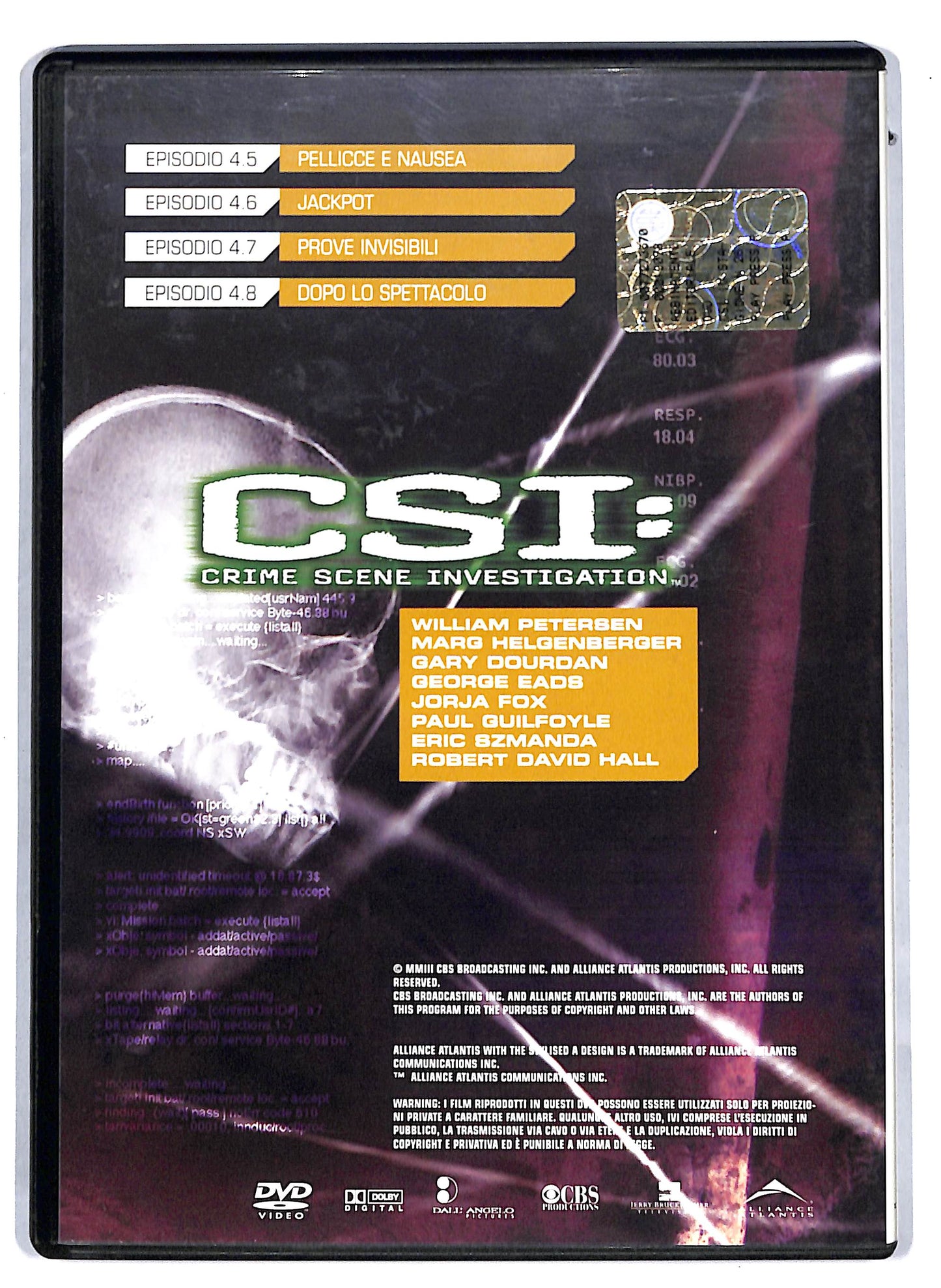 EBOND CSI crime scene investigation quarta stag disco 2 EDITORIALE DVD D813558