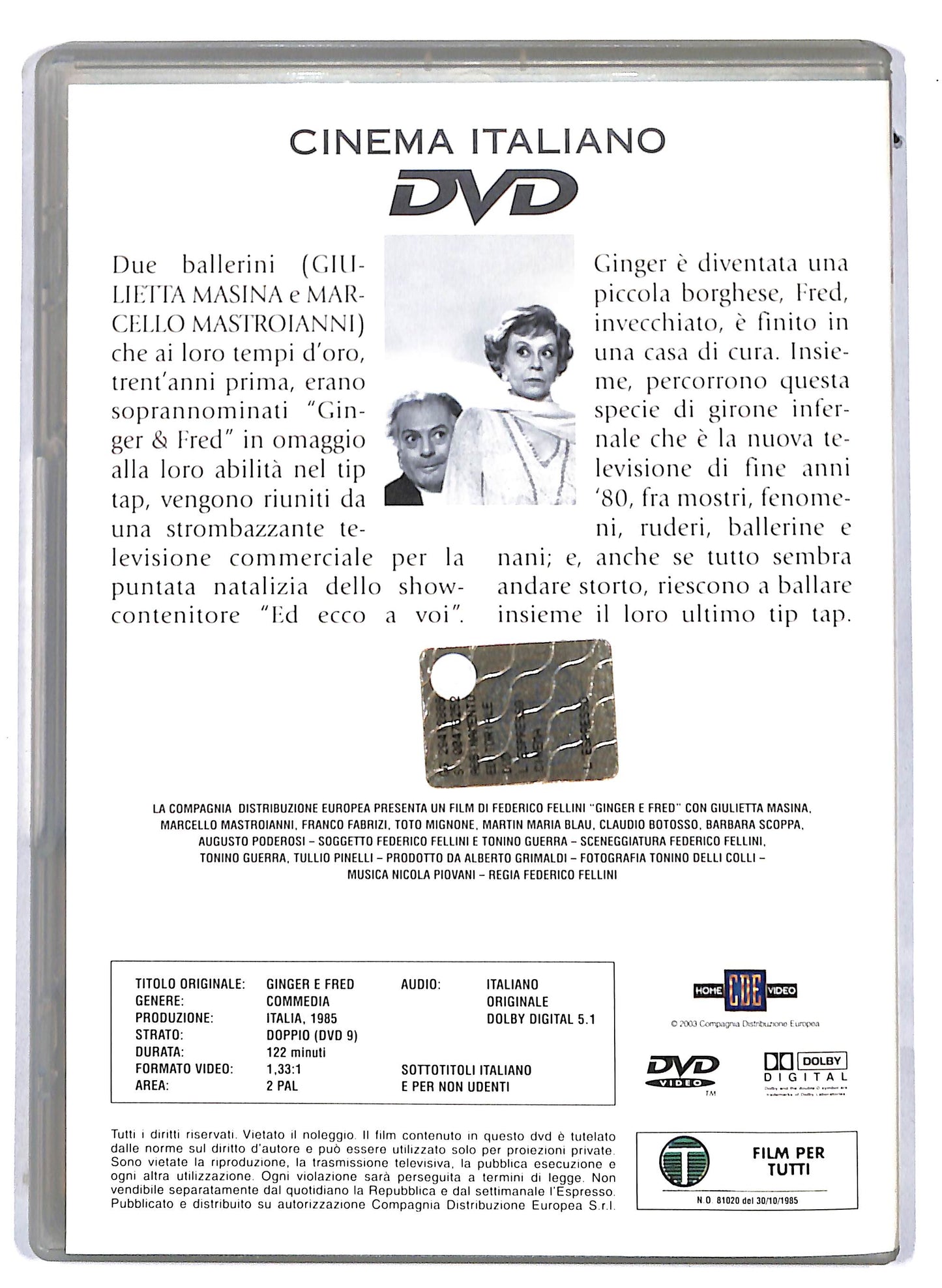 EBOND Ginger e Fred EDITORIALE DVD D813821