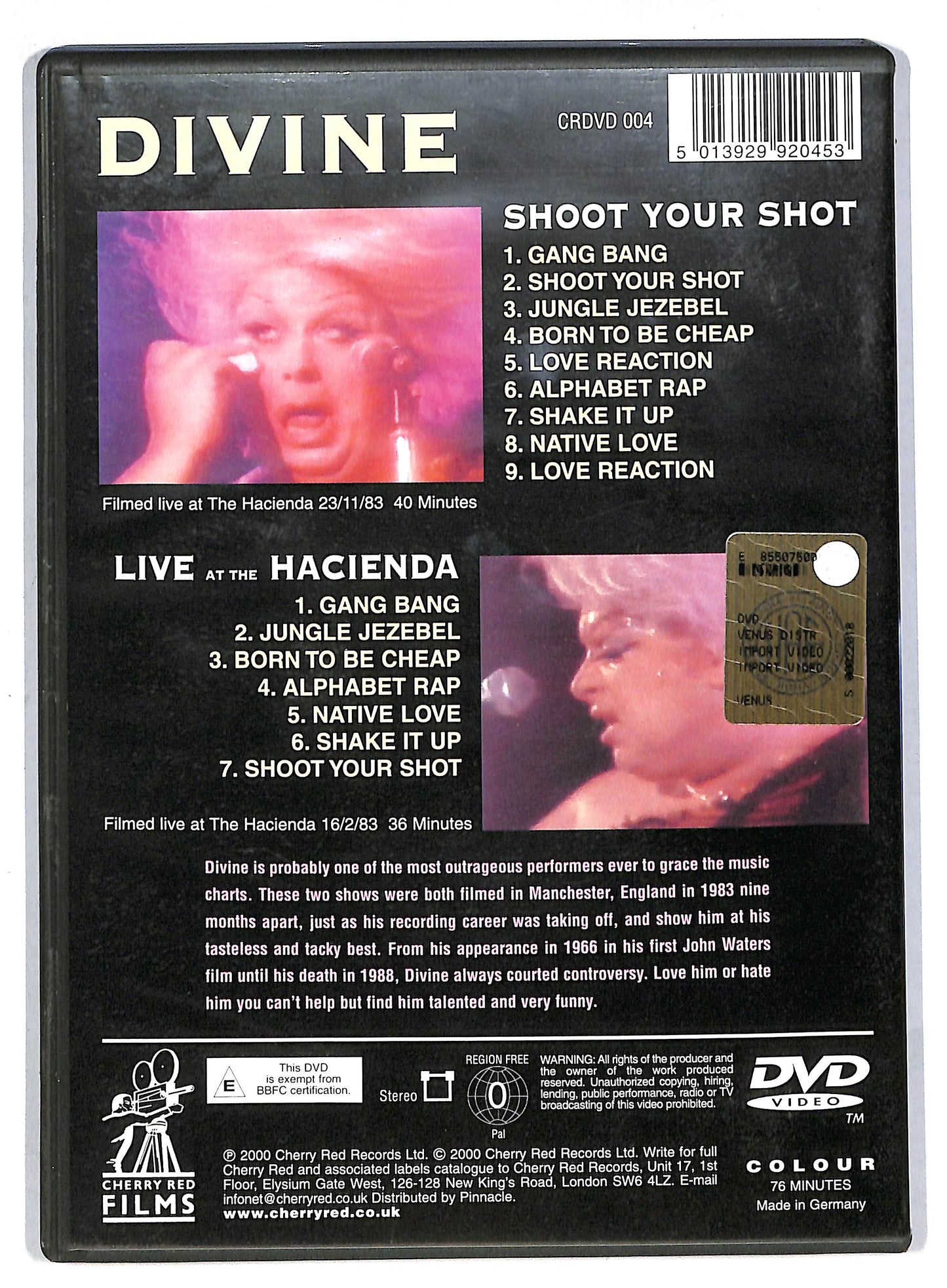 EBOND Divine – Shoot Your Shot & Live At The Hacienda DVD D814642