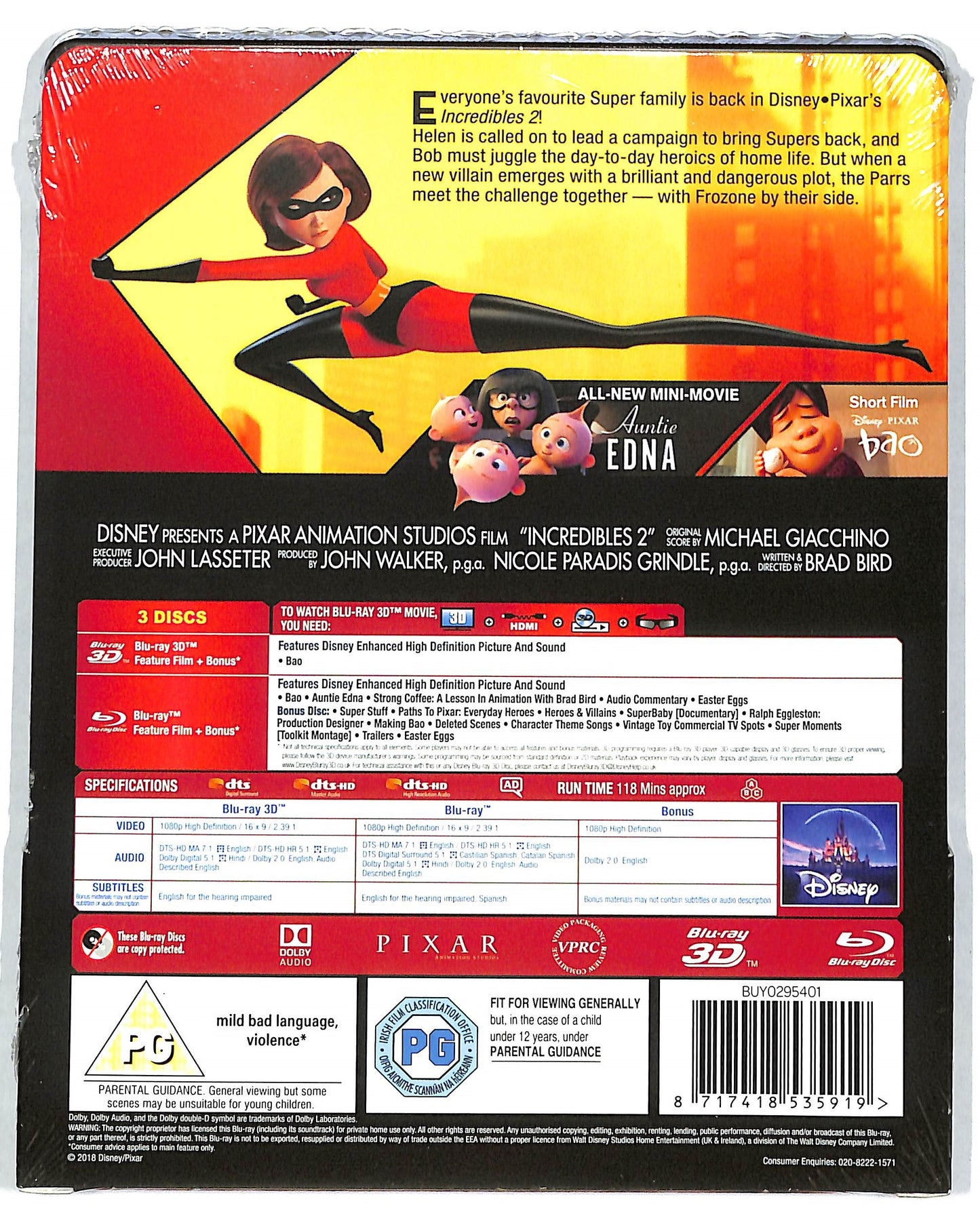 EBOND Incredibles 2 - UK edition STEELBOOK - BLURAY 3D + BLURAY D819643