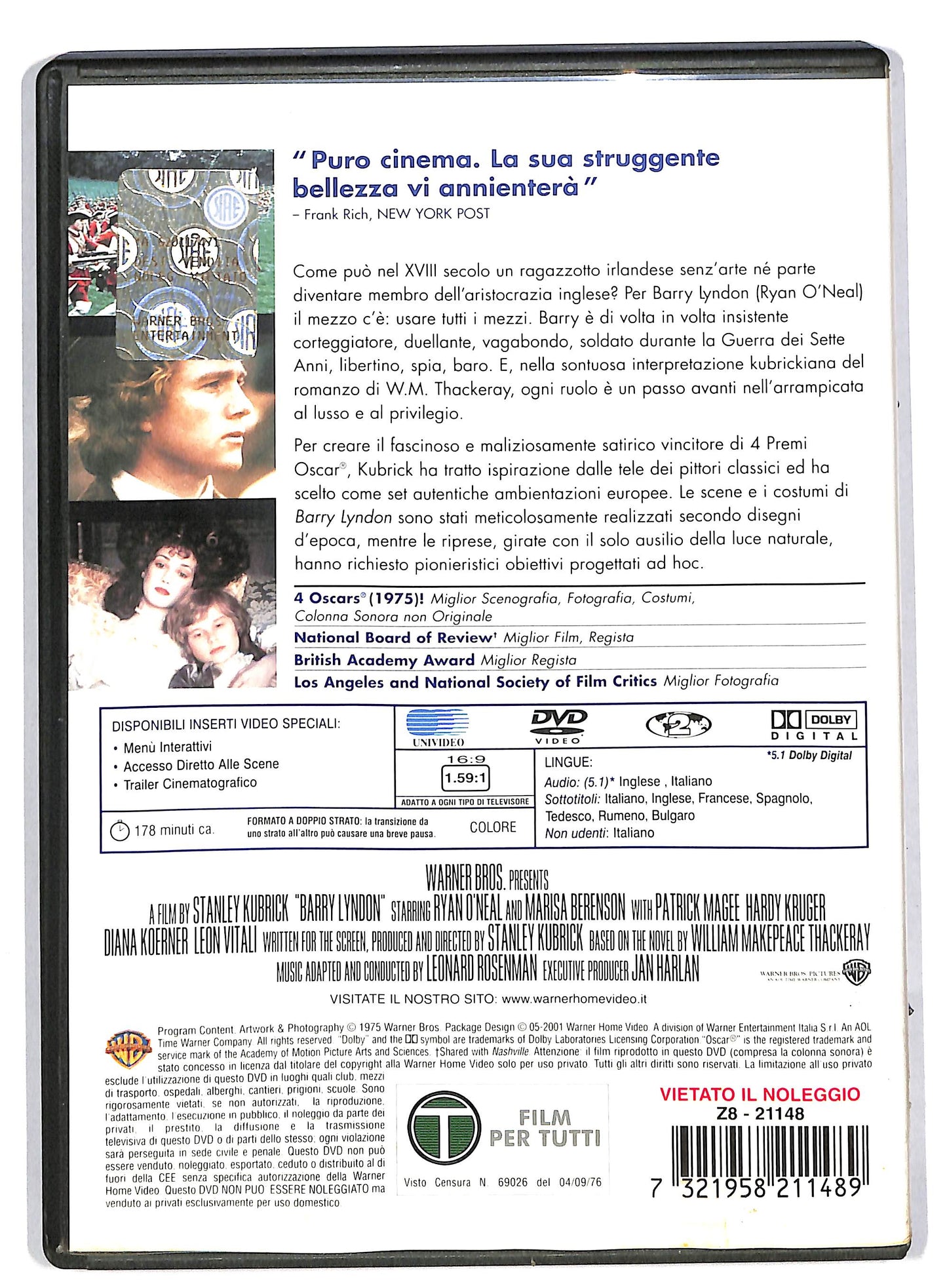 EBOND Stanley Kubrick Collection - Barry Lyndon DVD DB557129