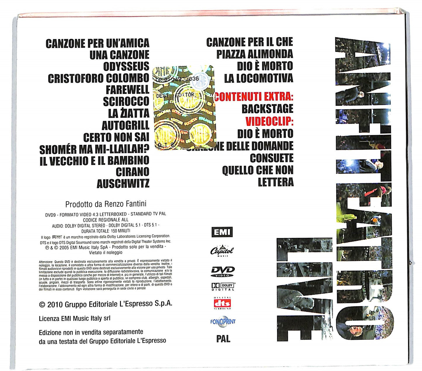 EBOND Francesco guccini anfiteatro live EDITORIALE DIGIPACK DVD DB558659