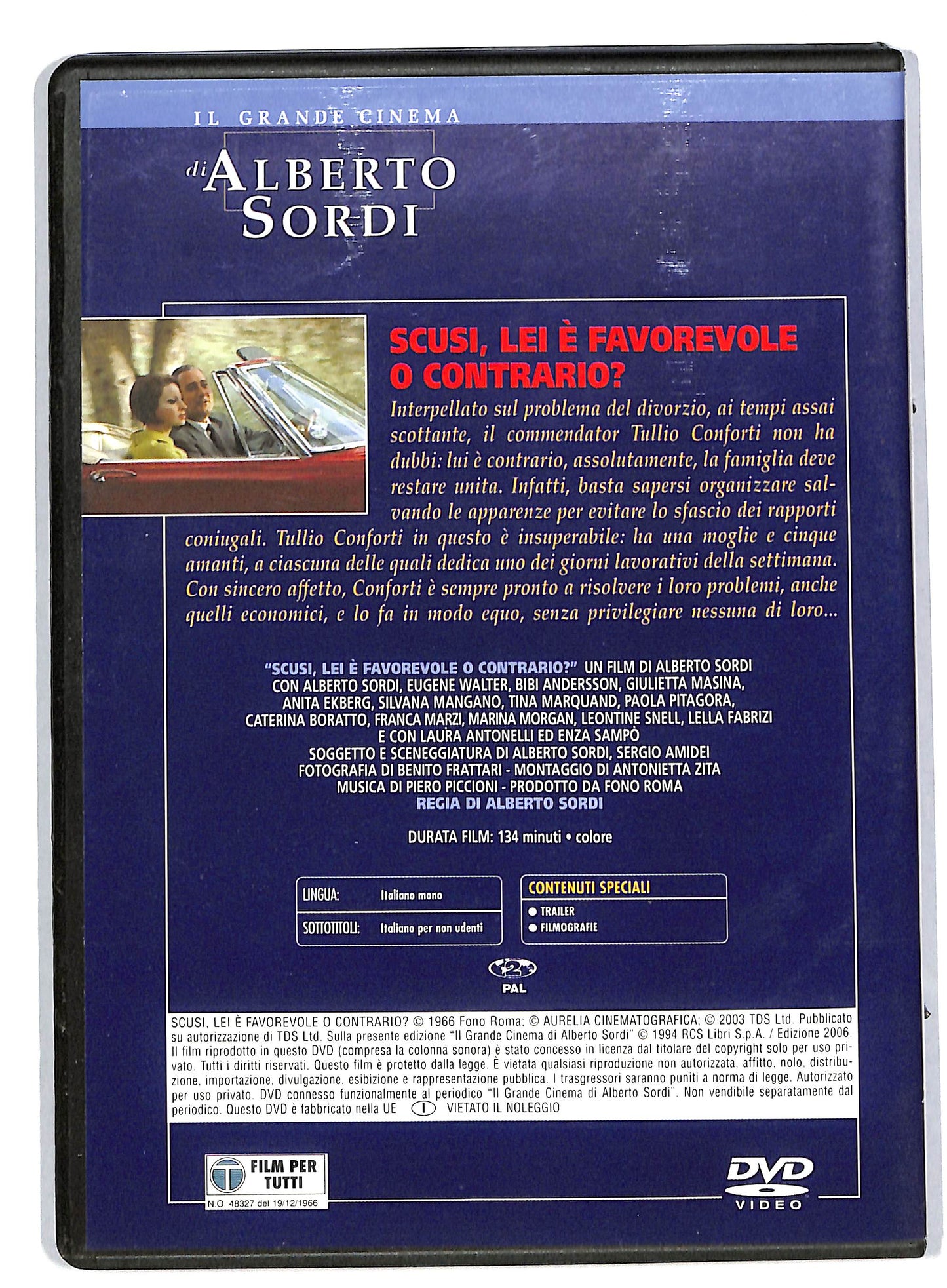 EBOND Scusi,Lei e Favorevole o Contrario ? Alberto Sordi EDITORIALE DVD DB559005