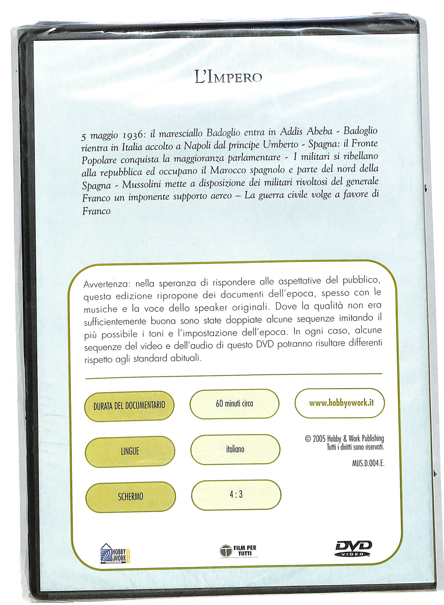 EBOND Mussolini e il fascismo - l'impero EDITORIALE DVD DB560164