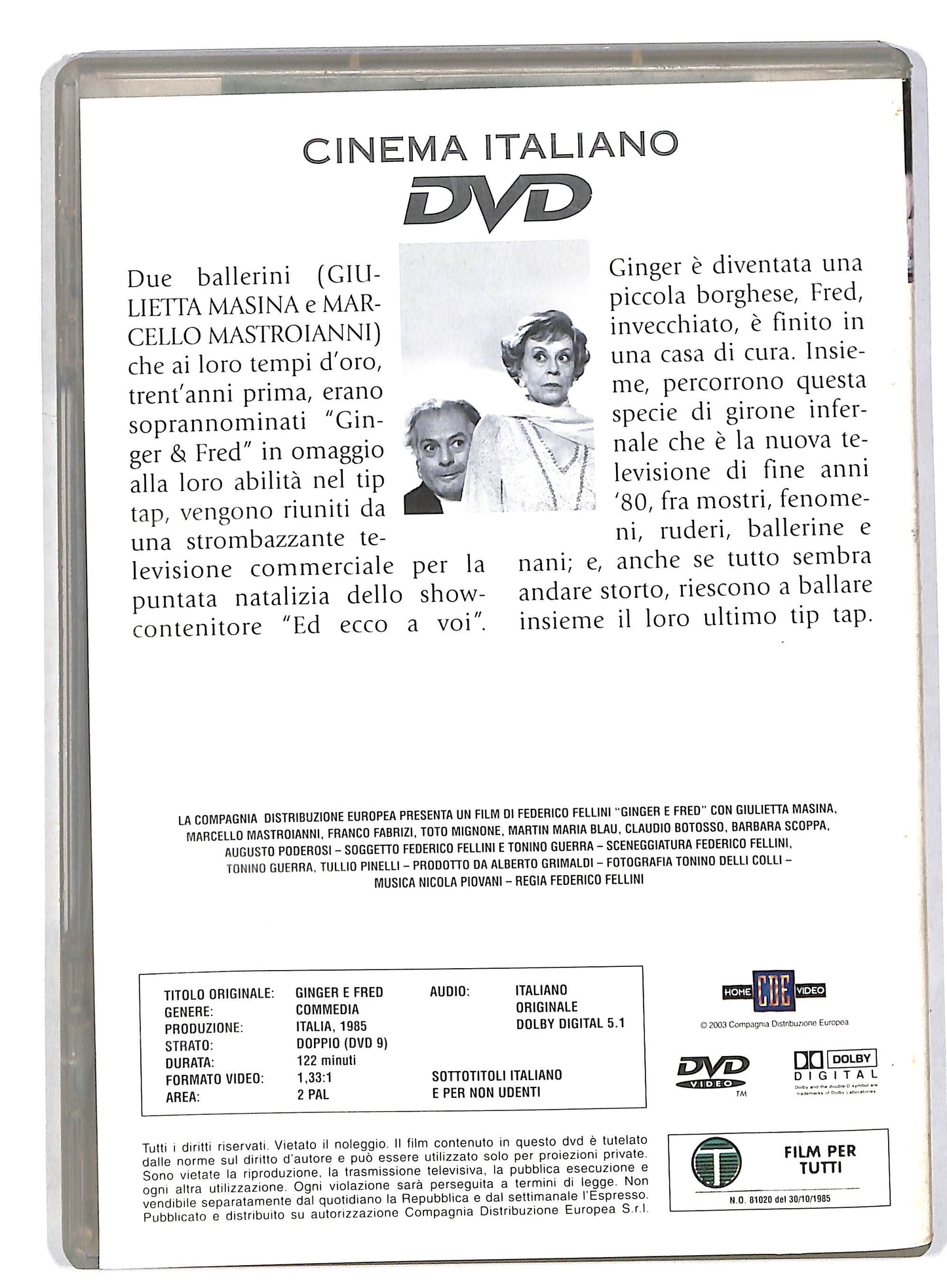 EBOND Ginger e Fred EDITORIALE DVD DB562618