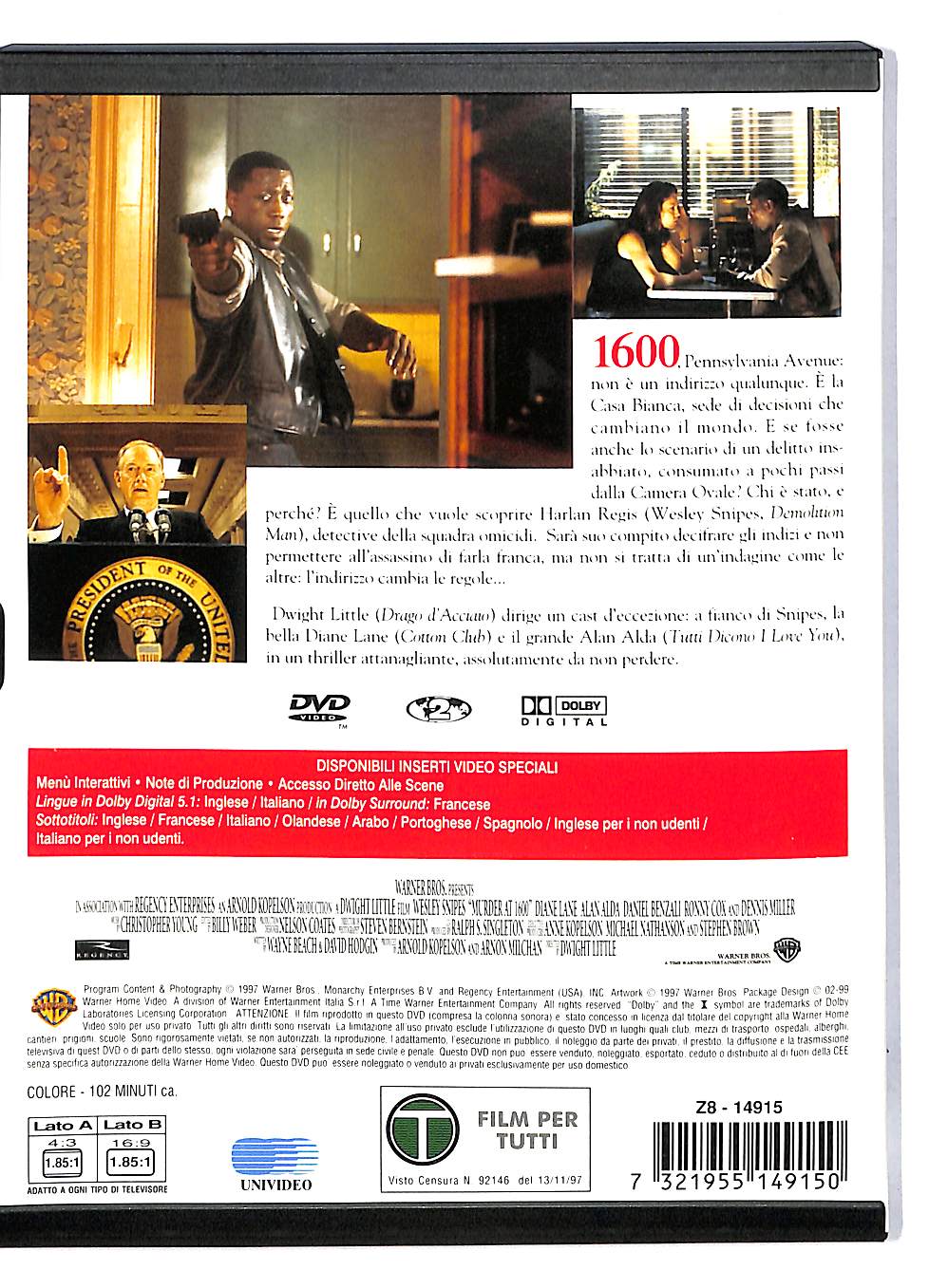 EBOND Murder at 1600 - Delitto alla Casa Bianca SNAPPER DVD DB569650