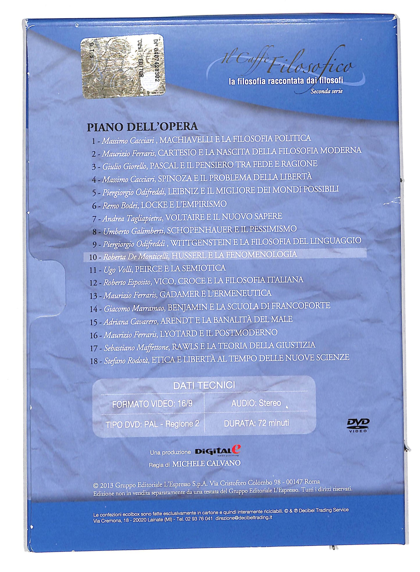 EBOND Husserl e la fenomenologia vol 10 DIGIPACK EDITORIALE DVD DB579858