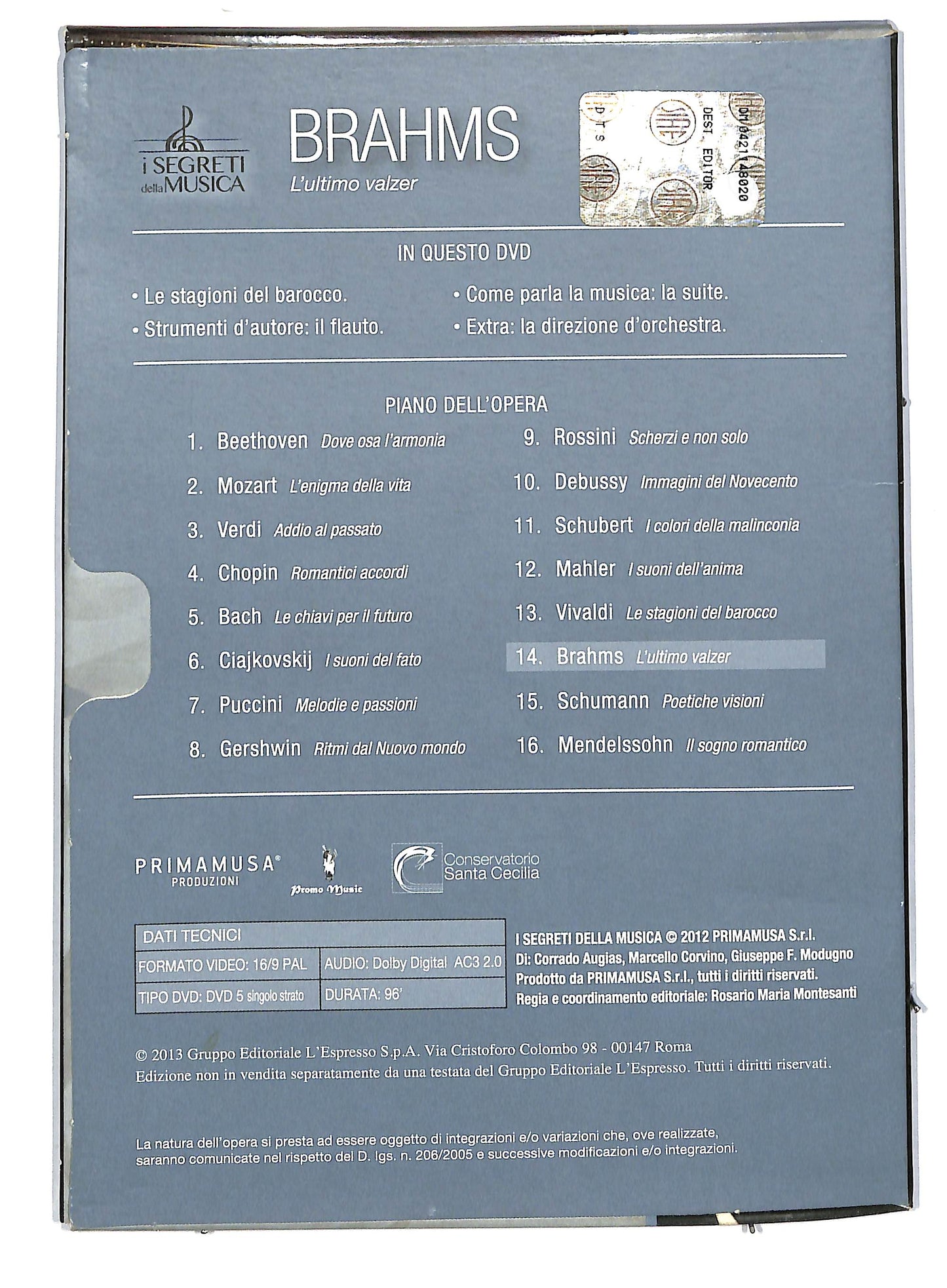 EBOND Brahms L'ultimo Valzer vol.14 DIGIPACK EDITORIALE DVD DB580945