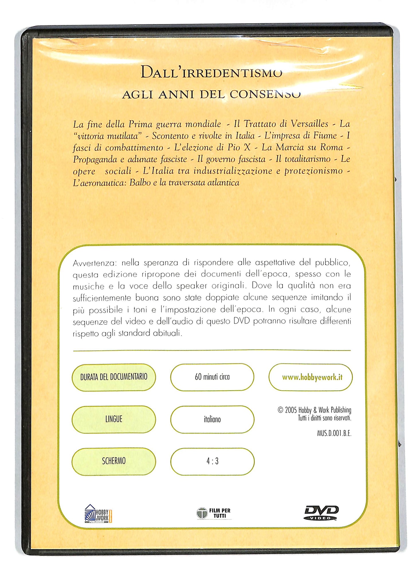 EBOND Dall'irredentismo agli anni del consenso EDITORIALE DVD DB582408